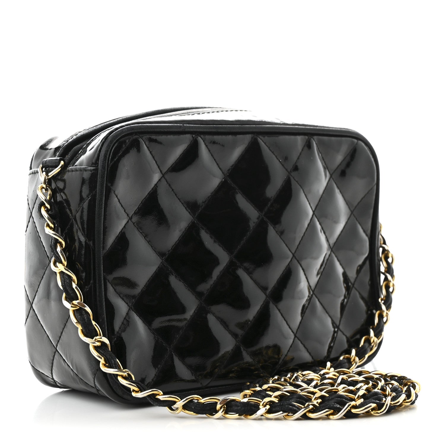 Patent Quilted Tassel Camera Case Black