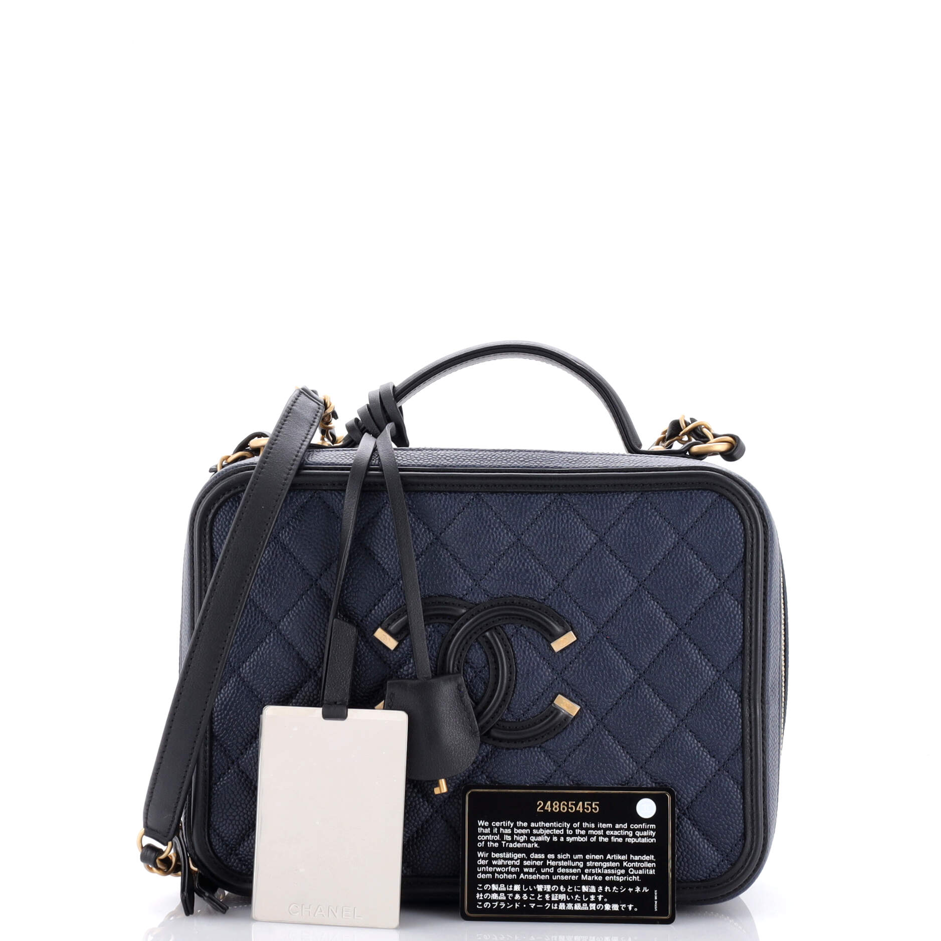 Filigree Vanity Case Quilted Caviar Large