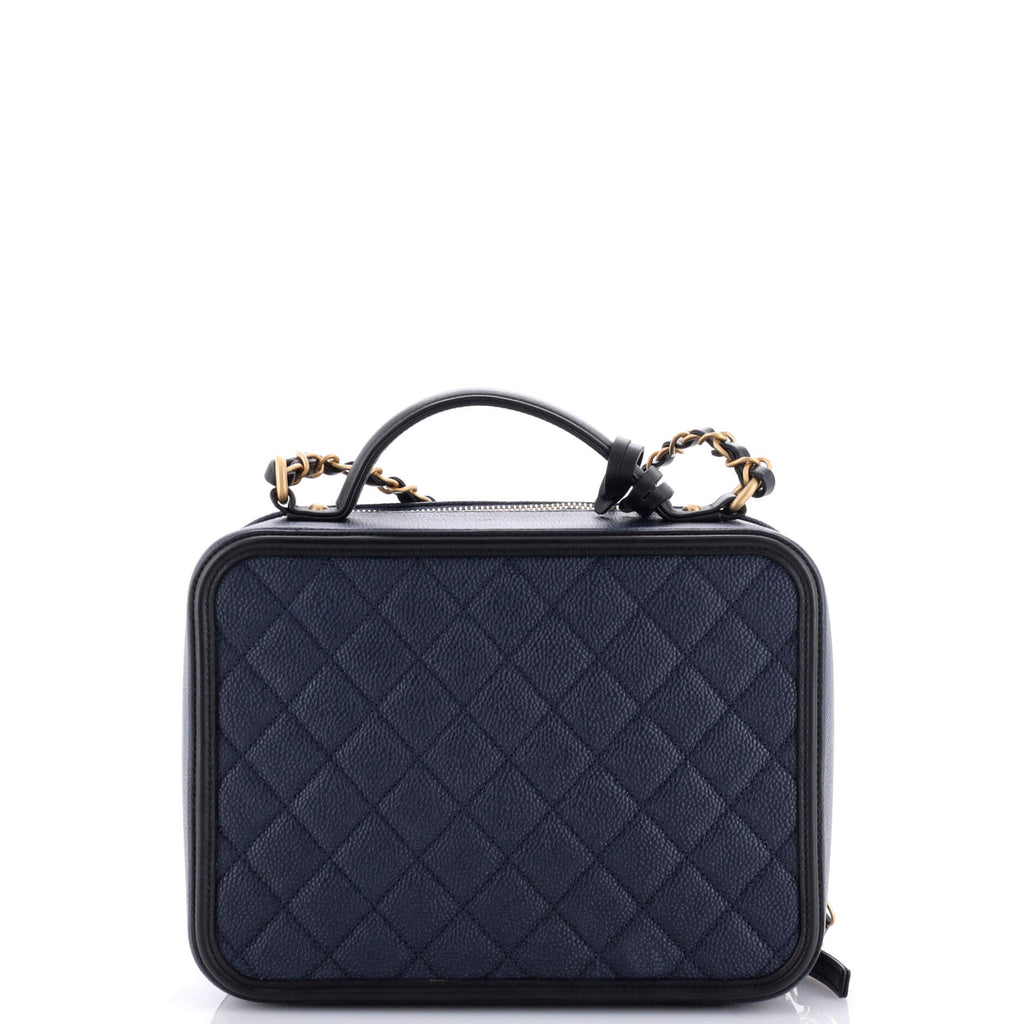 Filigree Vanity Case Quilted Caviar Large