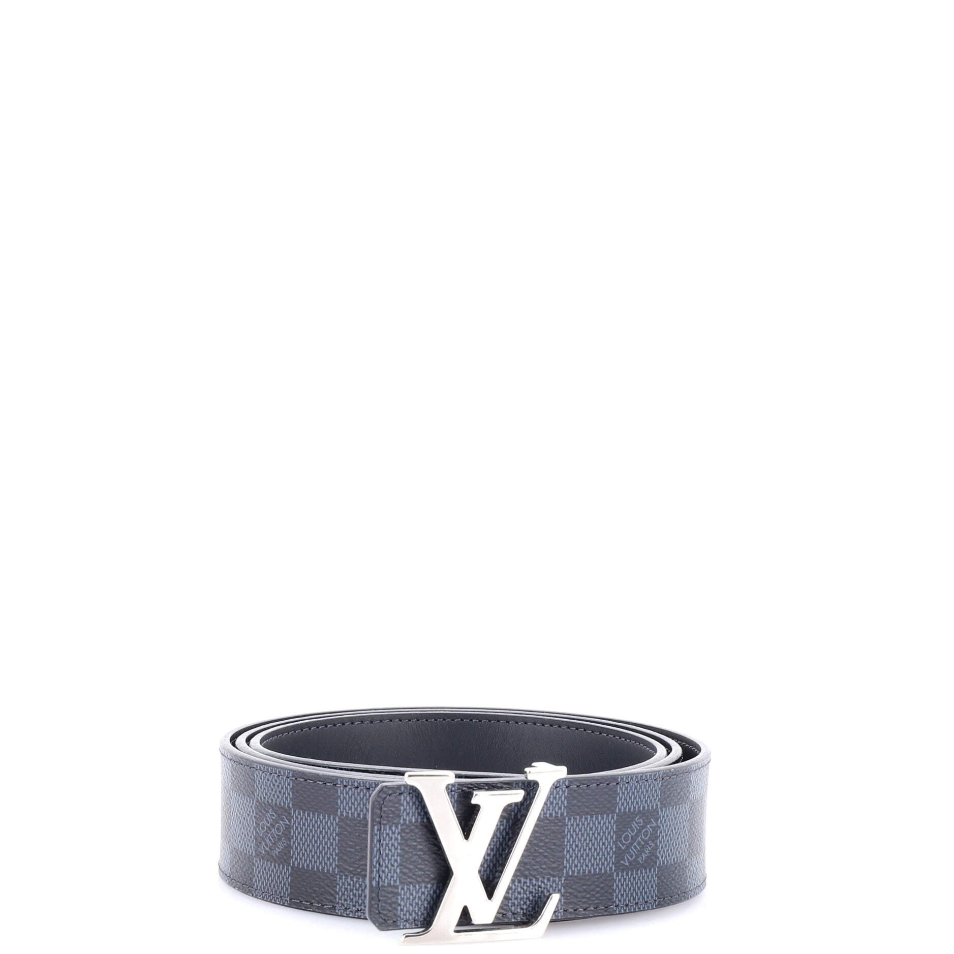 LV Initiales Reversible Belt Damier Cobalt and Leather Wide 110