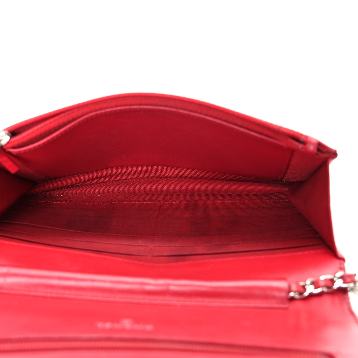 Patent Calfskin Quilted Boy Wallet On Chain WOC Red