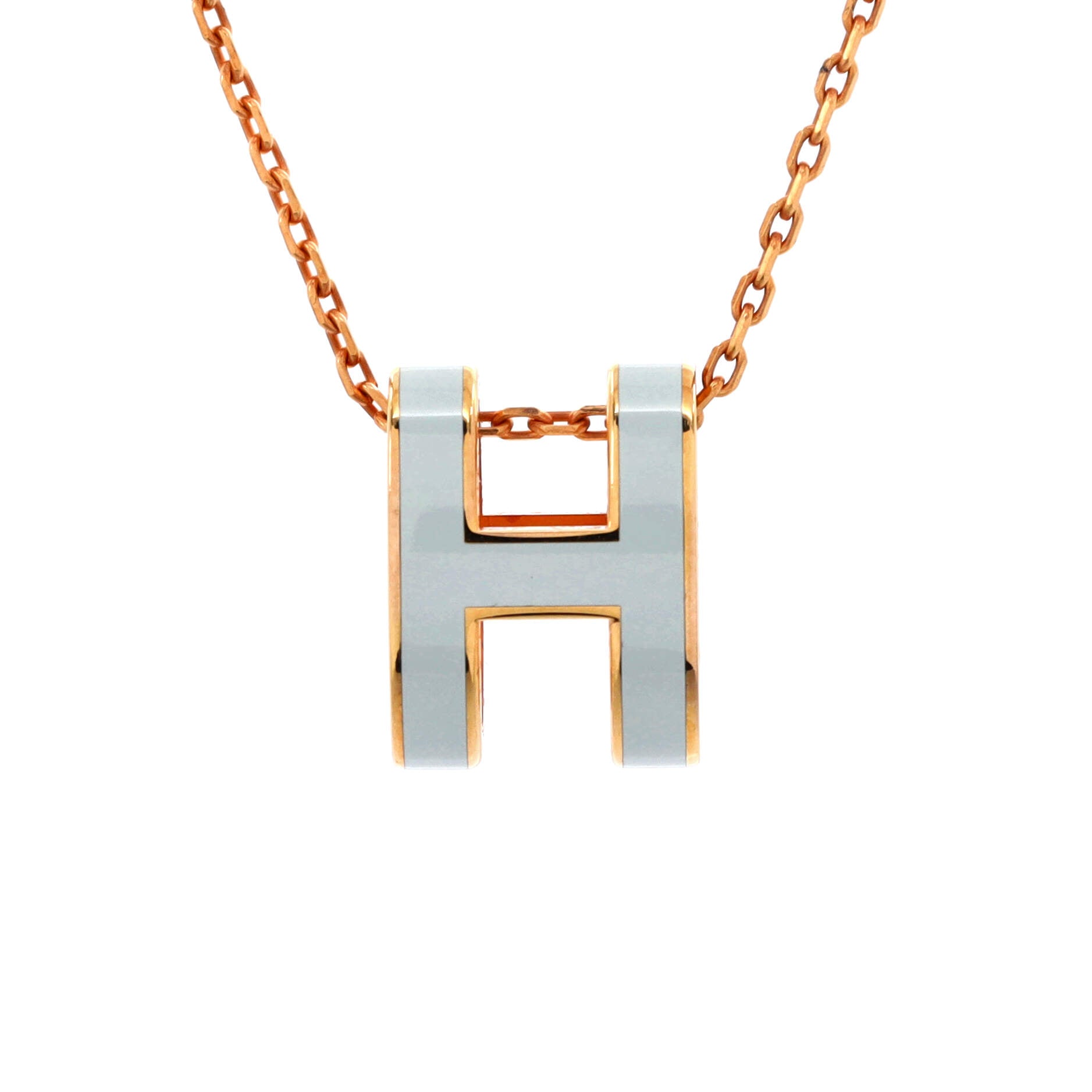 Pop H Pendant Chain Necklace Metal and Enamel