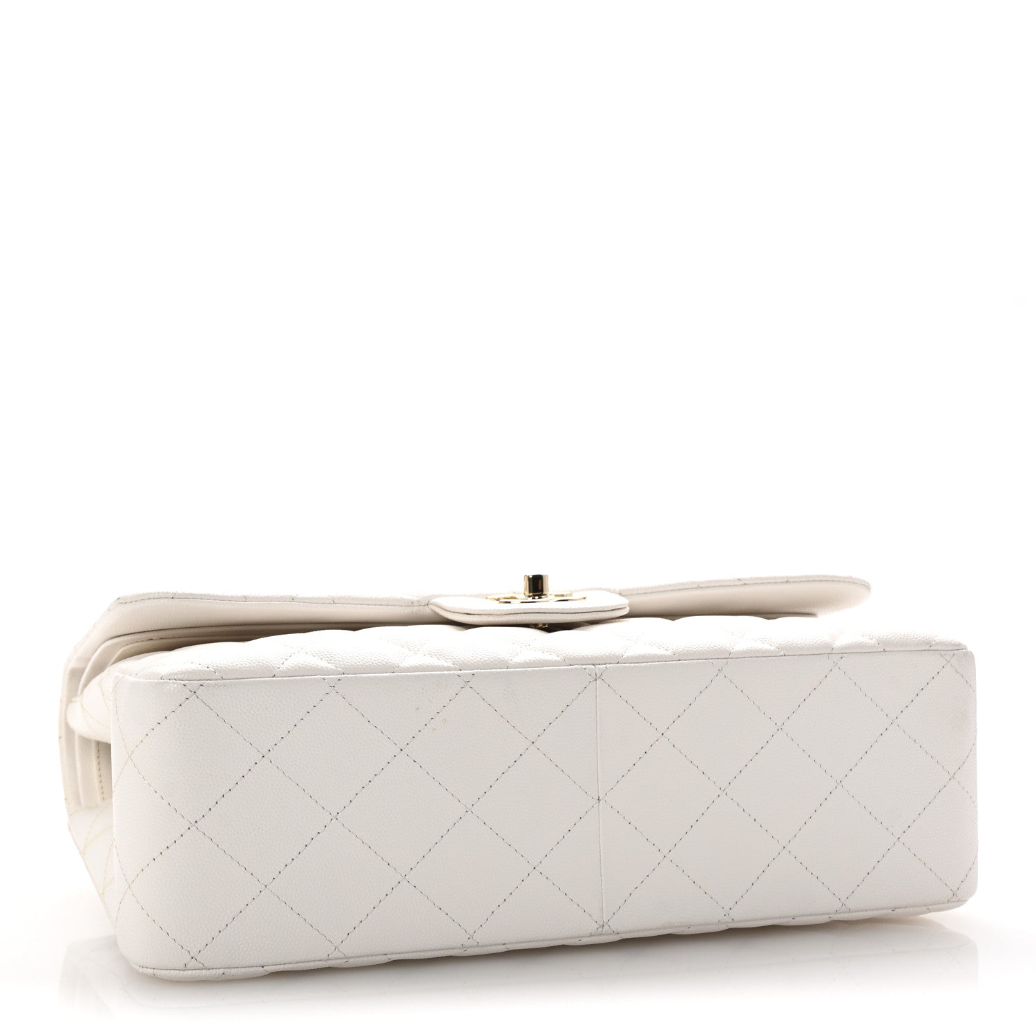 Caviar Quilted Jumbo Double Flap White