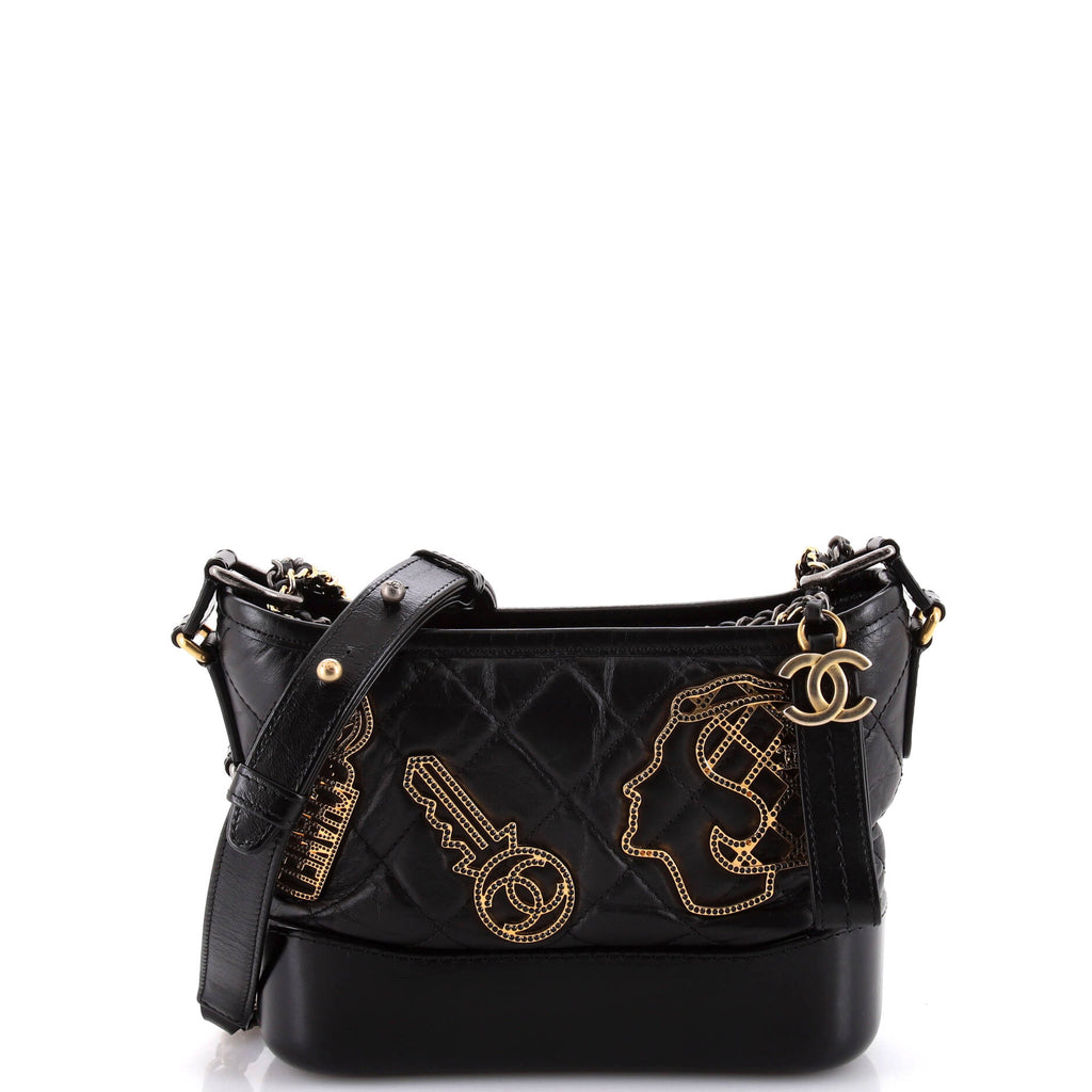 Gabrielle Hobo Embellished Quilted Aged Calfskin Small