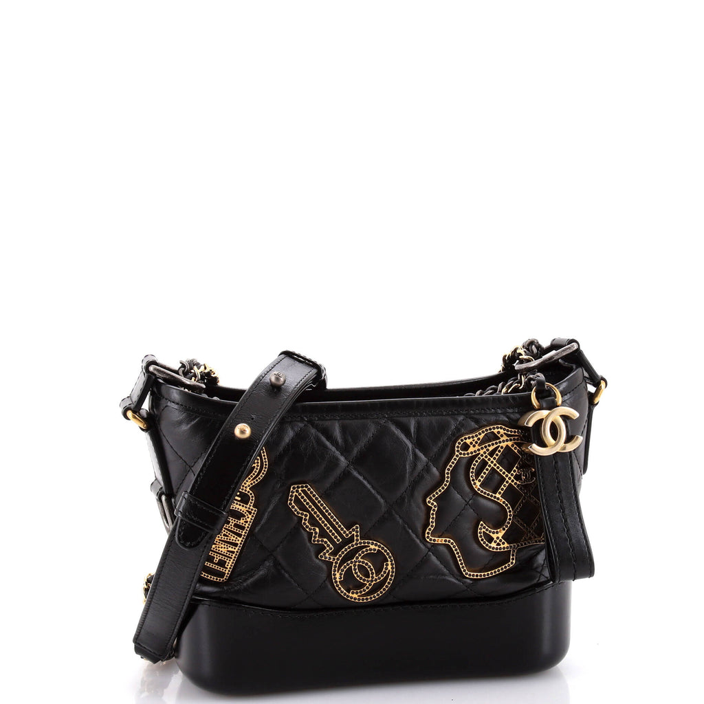 Gabrielle Hobo Embellished Quilted Aged Calfskin Small