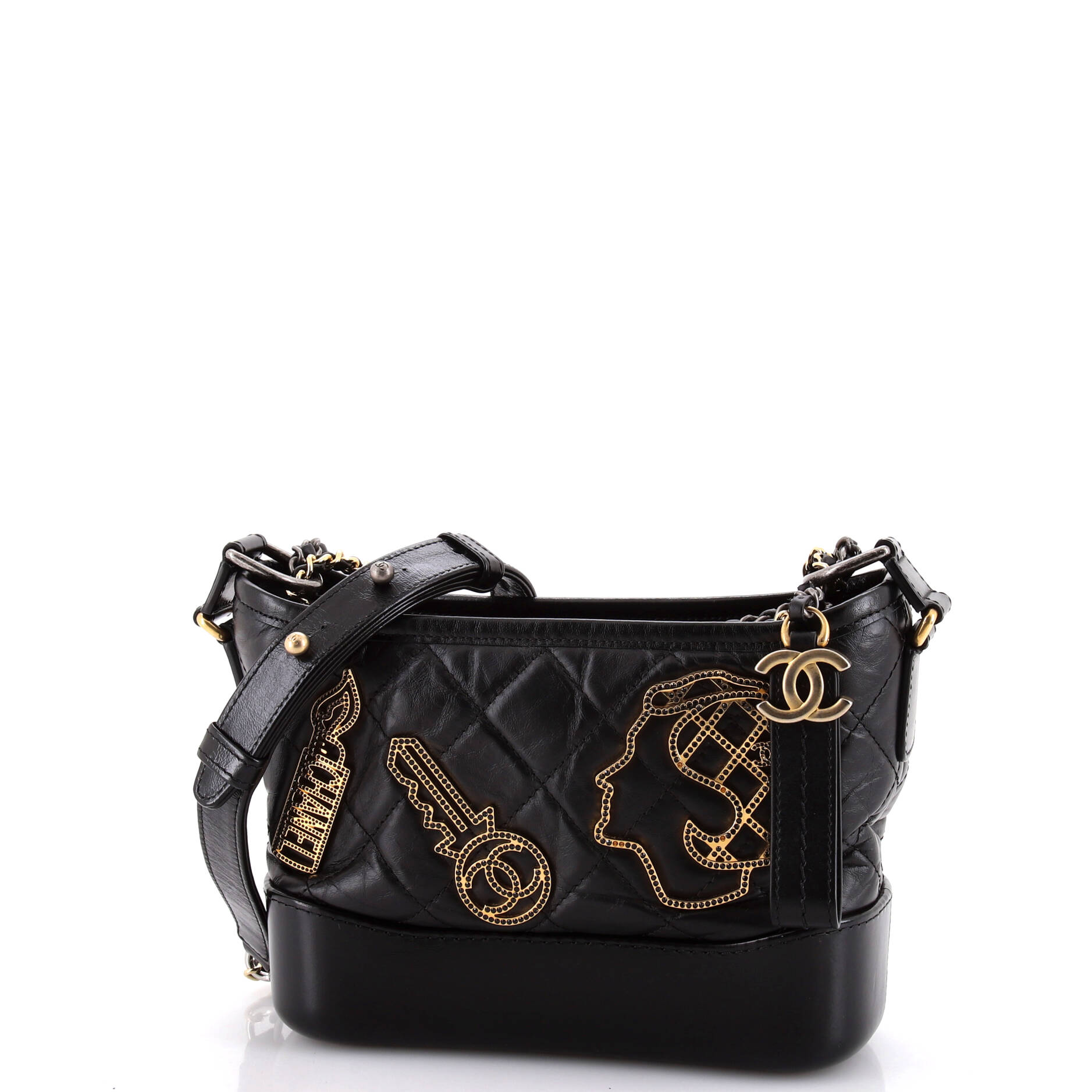 Gabrielle Hobo Embellished Quilted Aged Calfskin Small