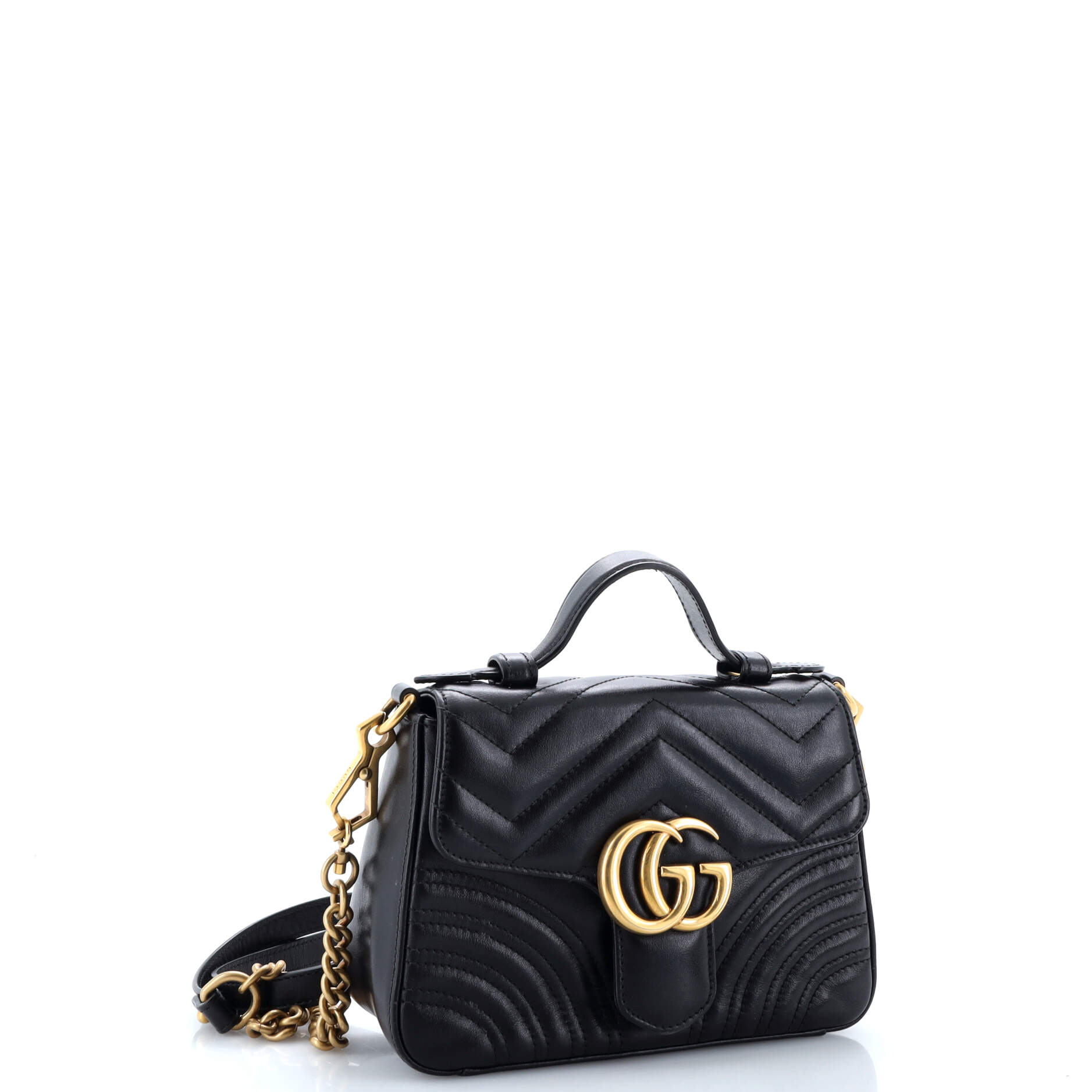 GG Marmont Top Handle Flap Bag Matelasse Leather Mini