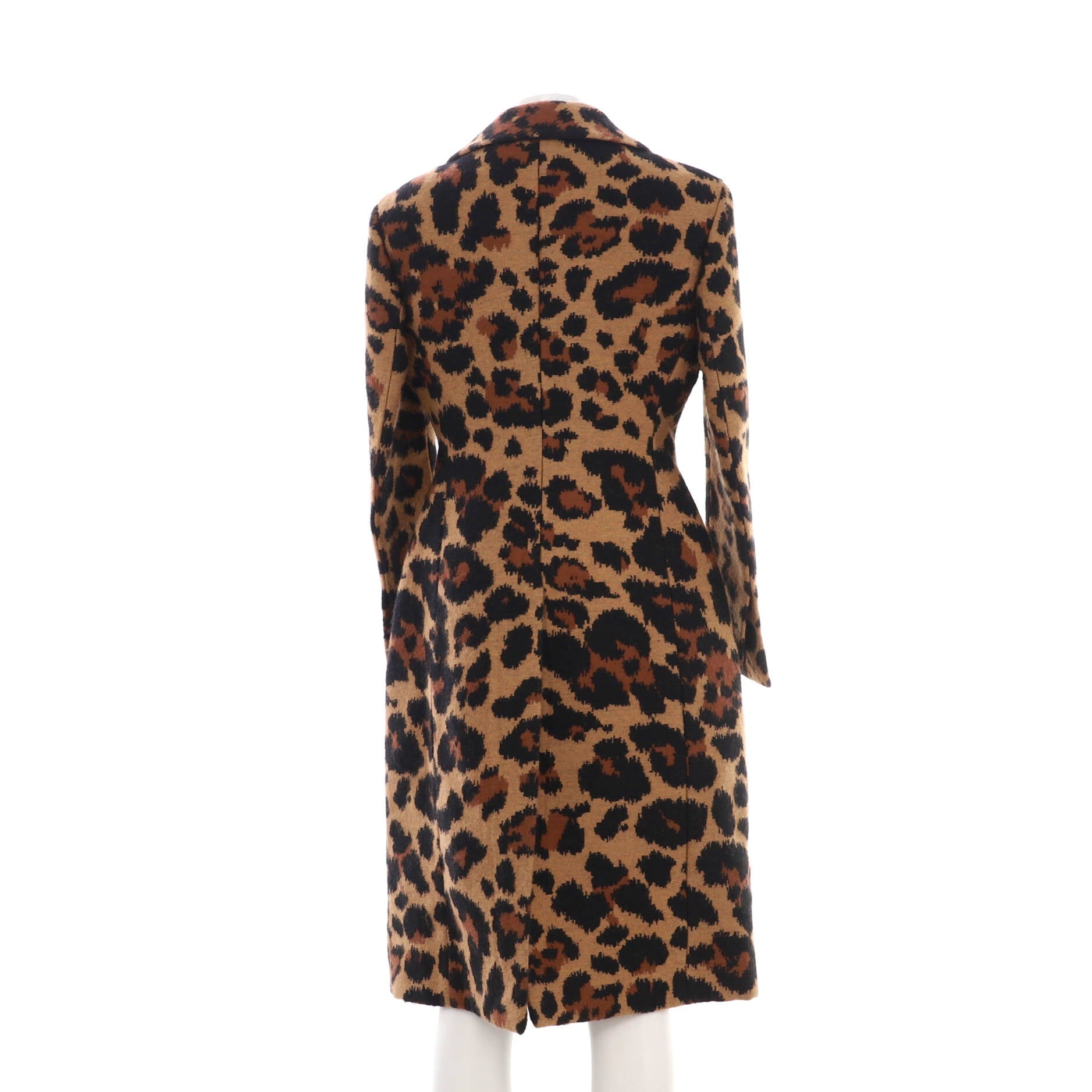 Women's Leopard Knee Length Coat Printed Polyamide Blend