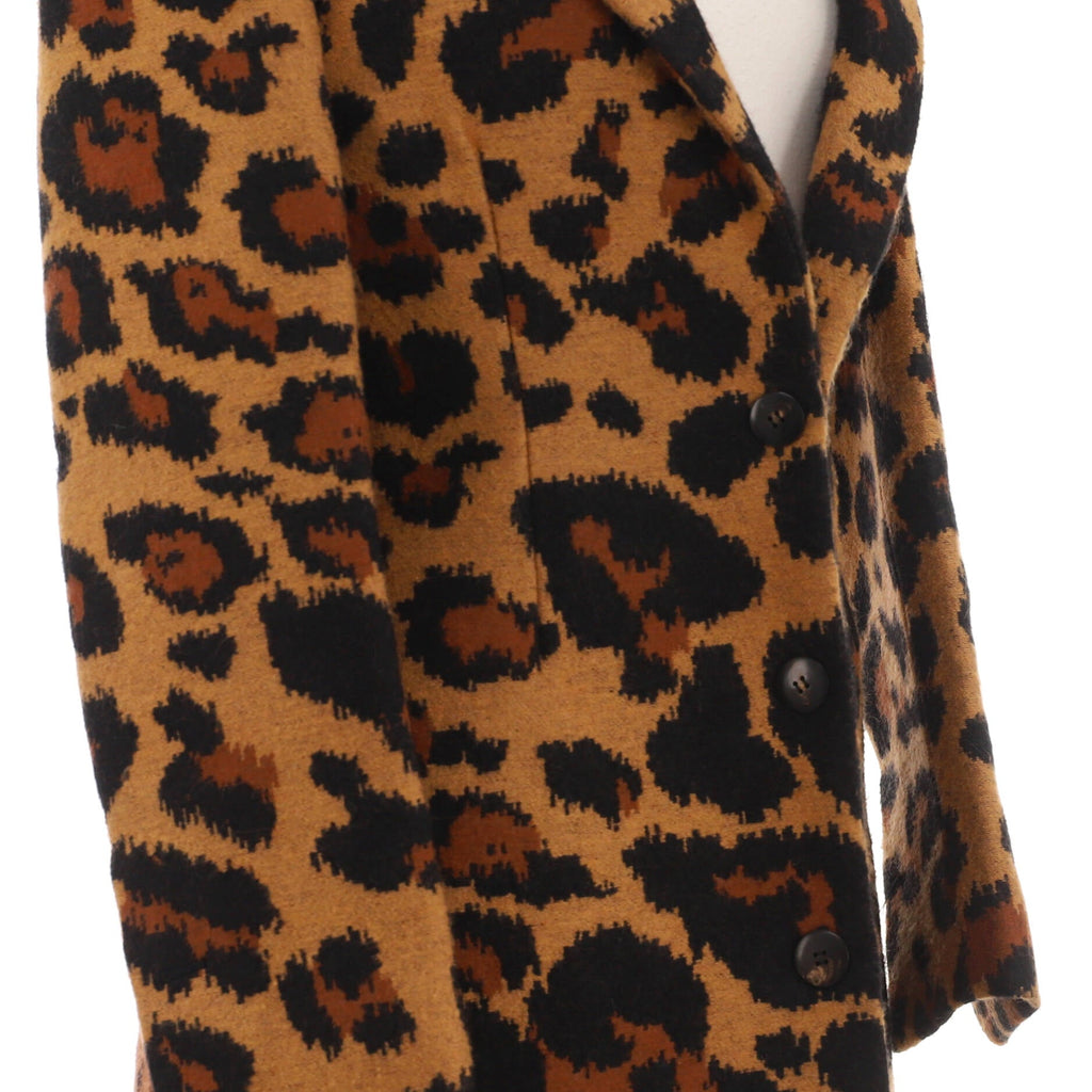 Women's Leopard Knee Length Coat Printed Polyamide Blend