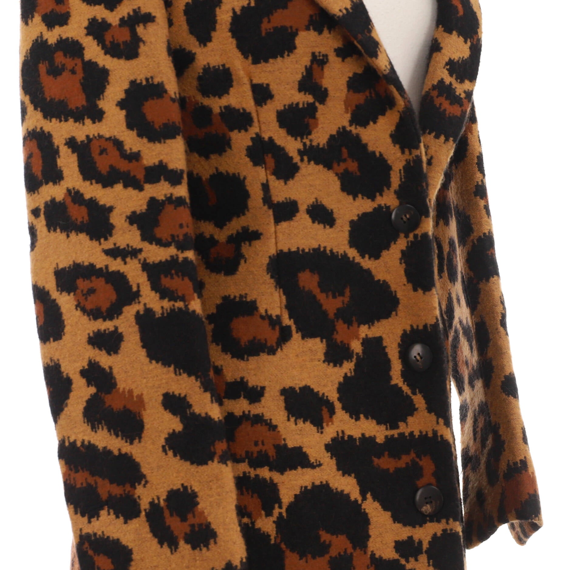 Women's Leopard Knee Length Coat Printed Polyamide Blend