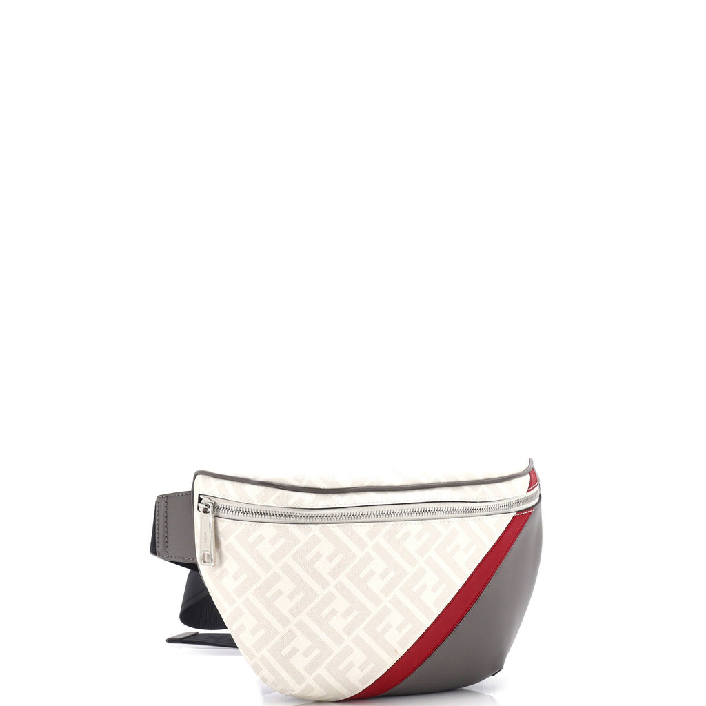 Zip Belt Bag Zucca Coated Canvas and Leather