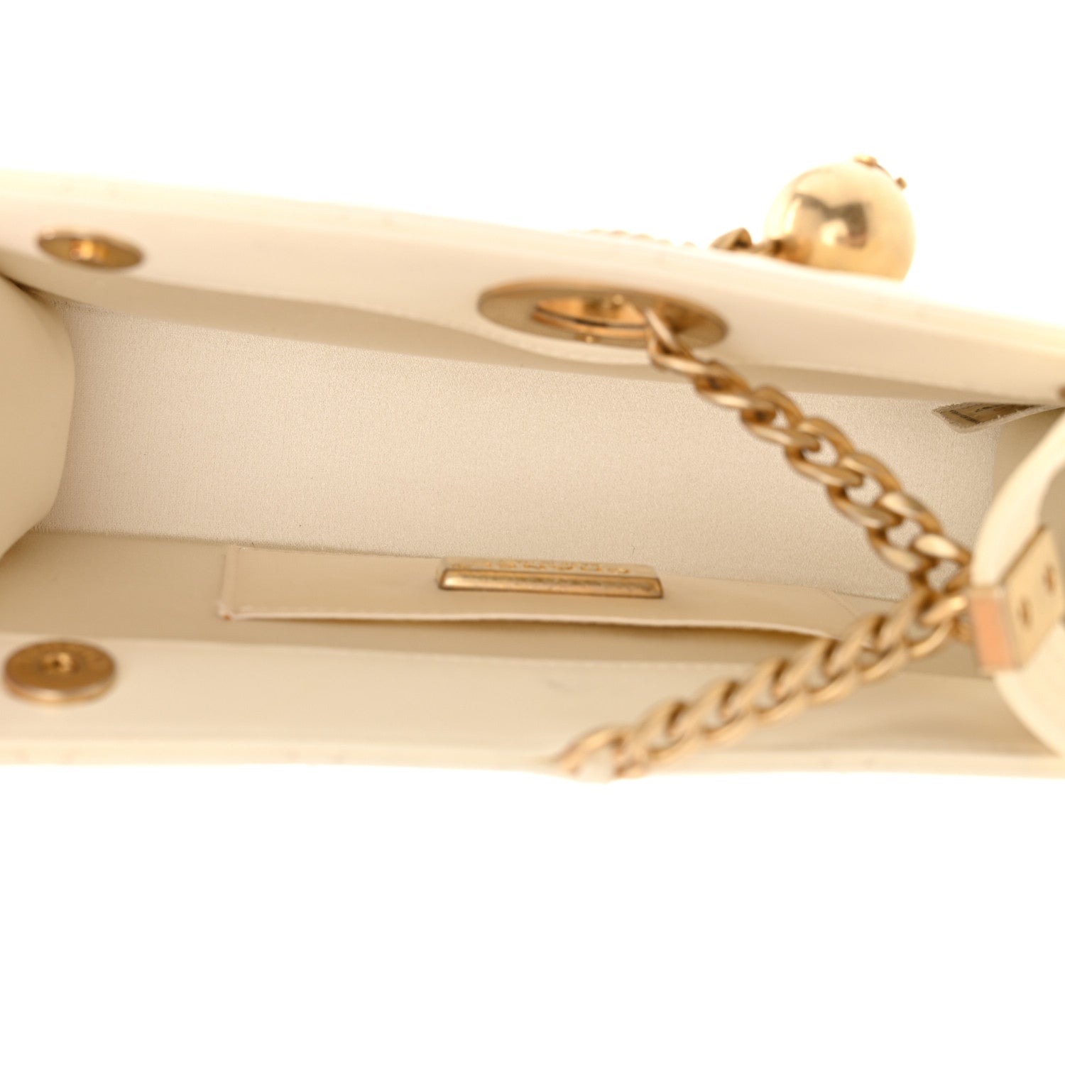 Lambskin Quilted Evening By The Sea Clutch  White