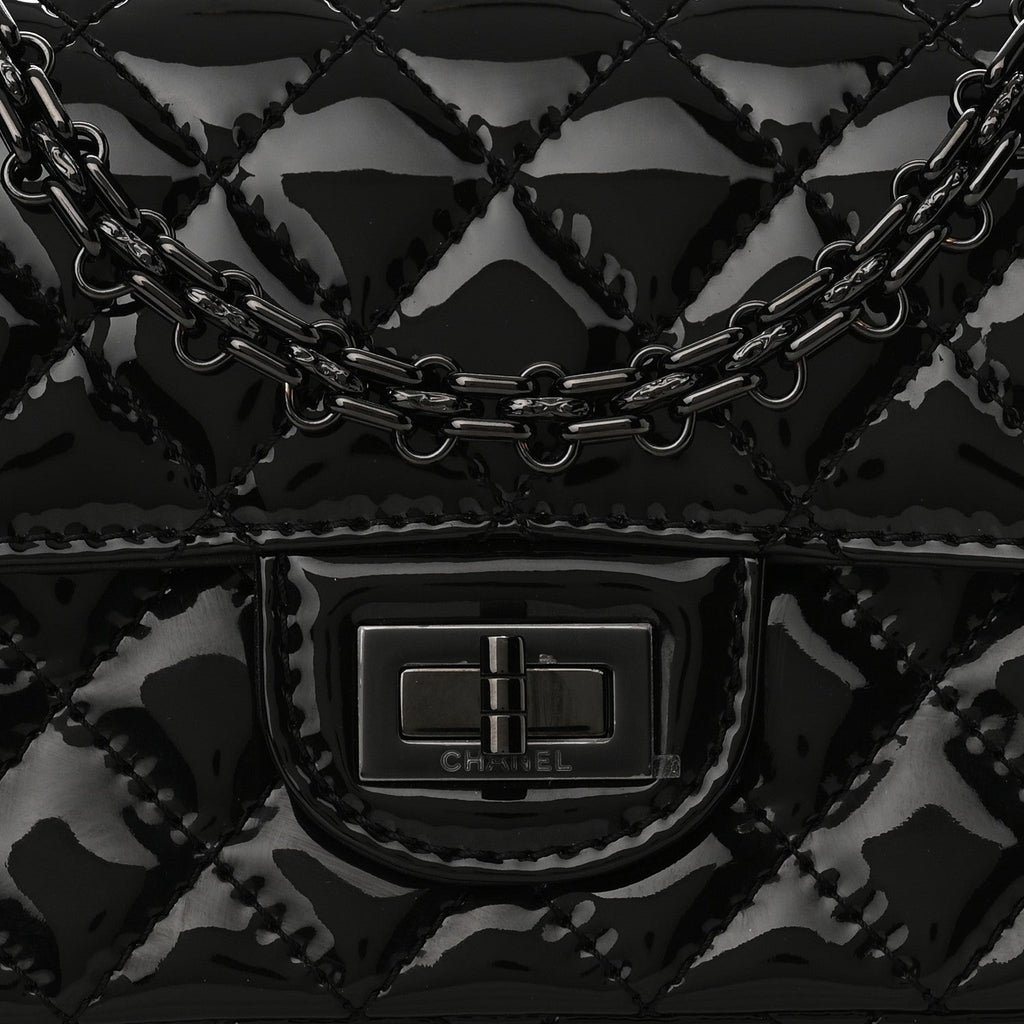 Patent Calfskin Quilted 2.55 Reissue Mini Flap So Black