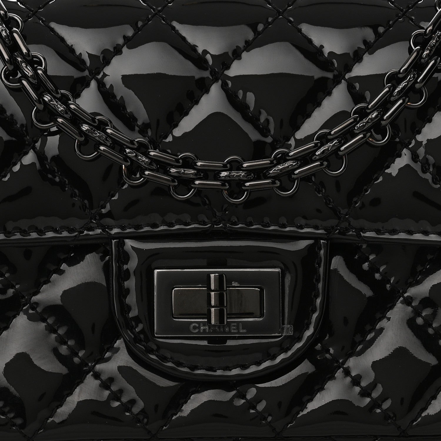 Patent Calfskin Quilted 2.55 Reissue Mini Flap So Black