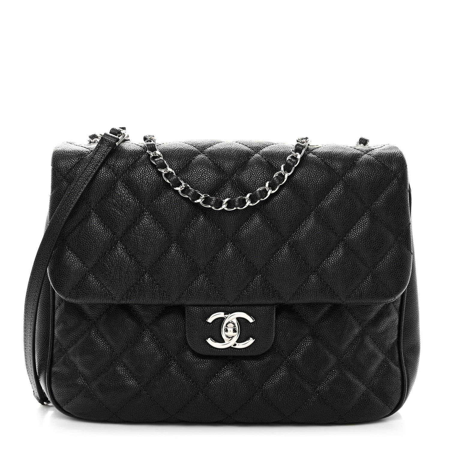 Caviar Quilted Large Urban Companion Flap Black