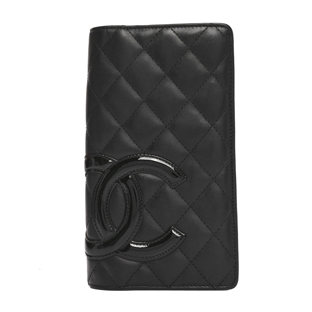 Calfskin Quilted Cambon Yen Wallet Black
