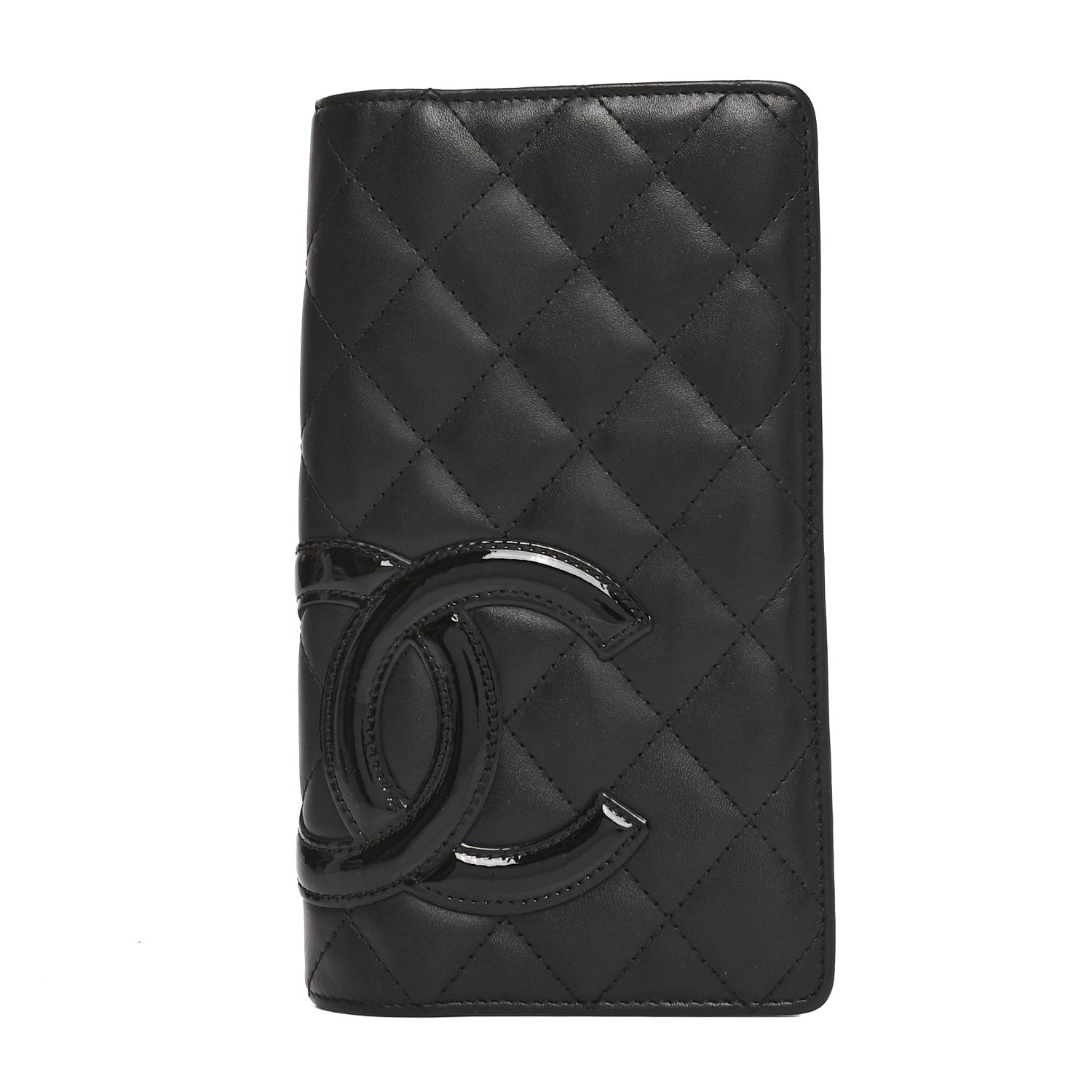 Calfskin Quilted Cambon Yen Wallet Black
