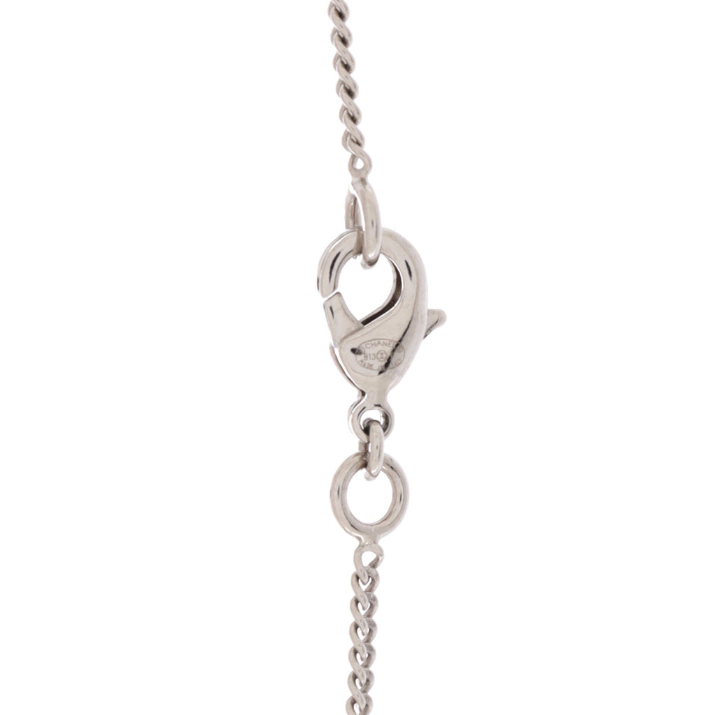 Baguette CC Pearl Lariat Necklace Crystal Embellished Metal