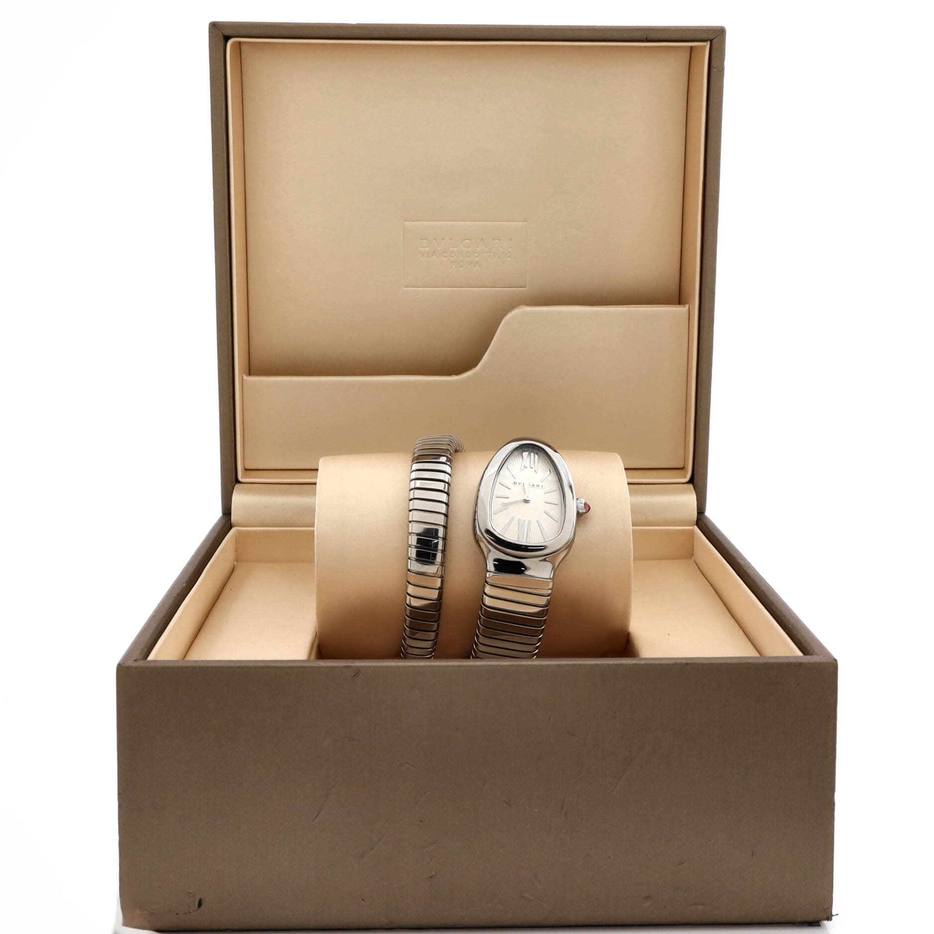Serpenti Tubogas Single Spiral Quartz Watch Stainless Steel 23