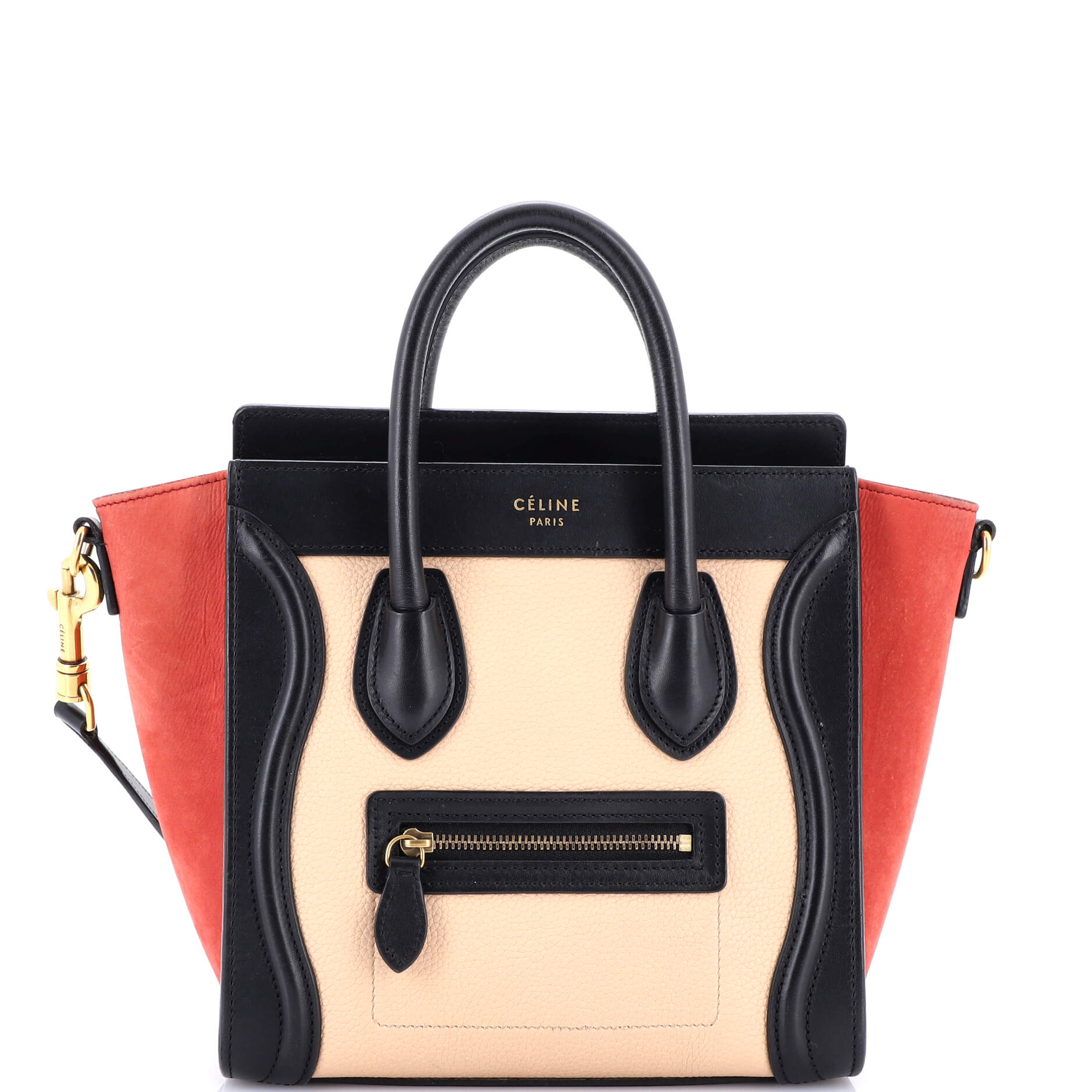 Tricolor Luggage Bag Leather Nano