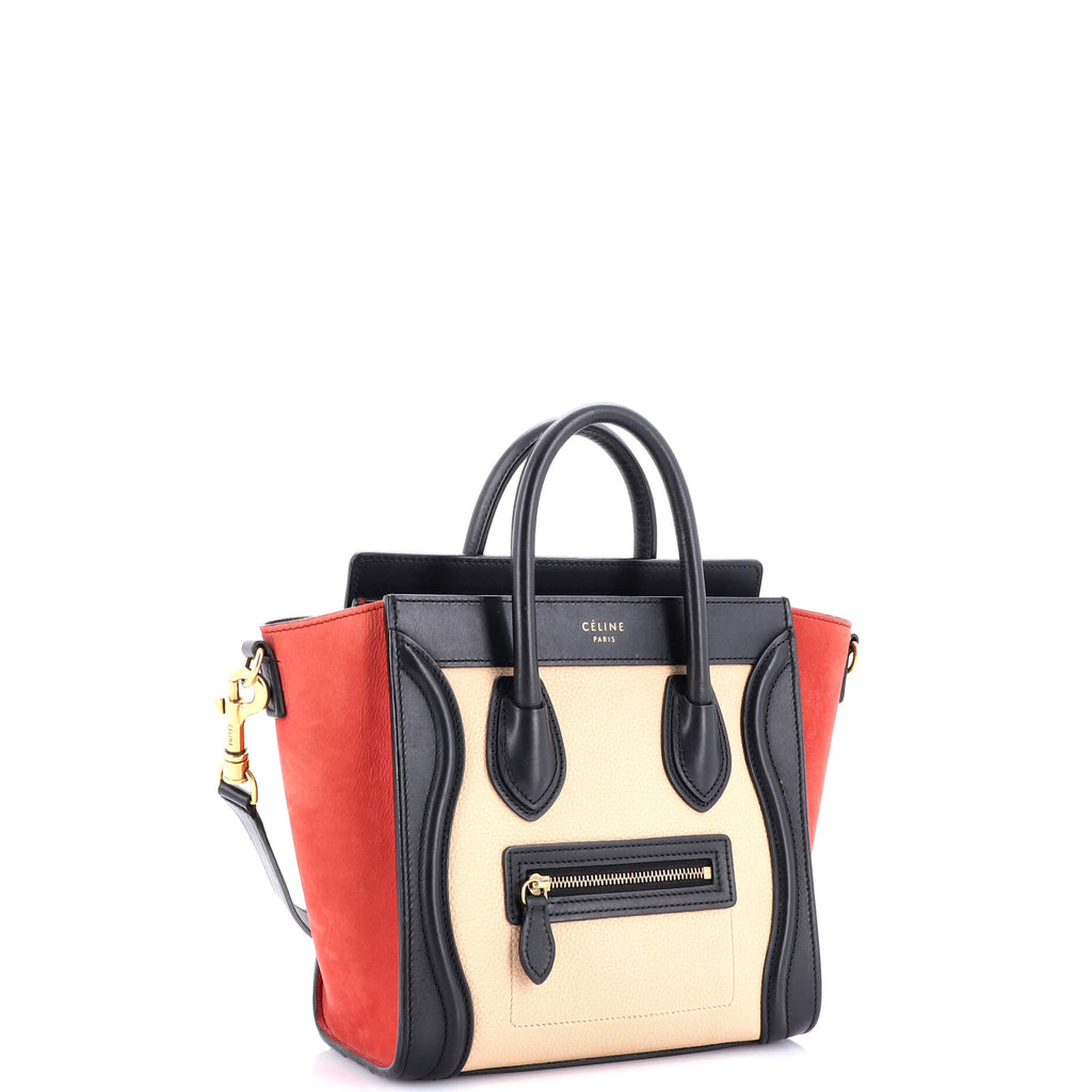 Tricolor Luggage Bag Leather Nano