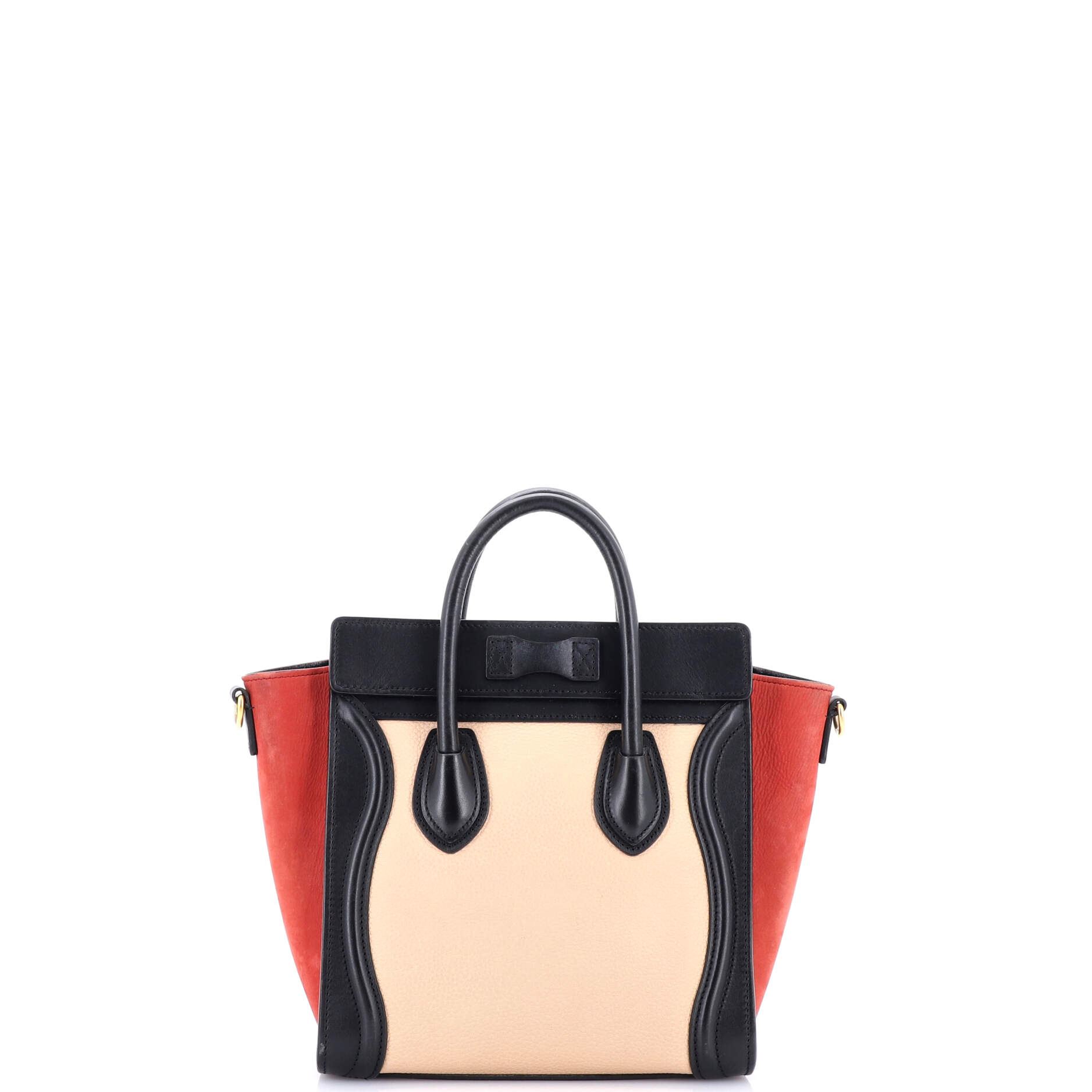 Tricolor Luggage Bag Leather Nano