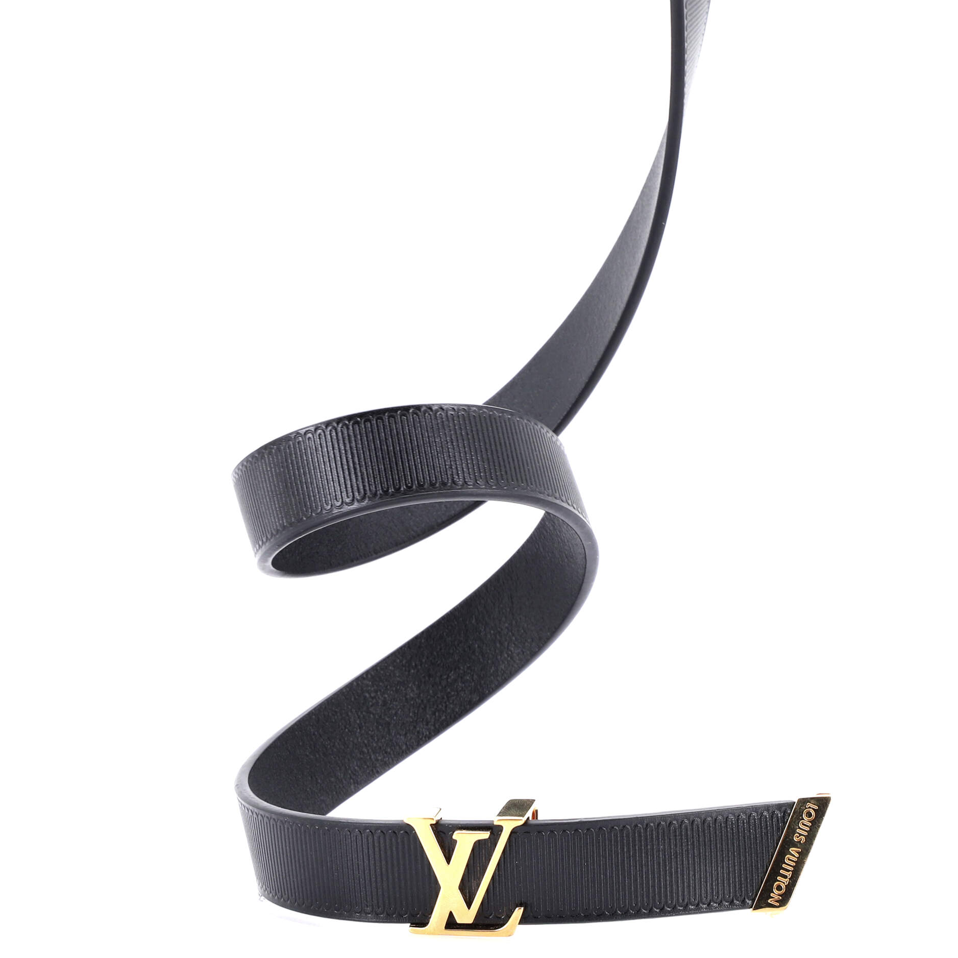 LV Initiales Belt Embossed Calfskin Thin 75