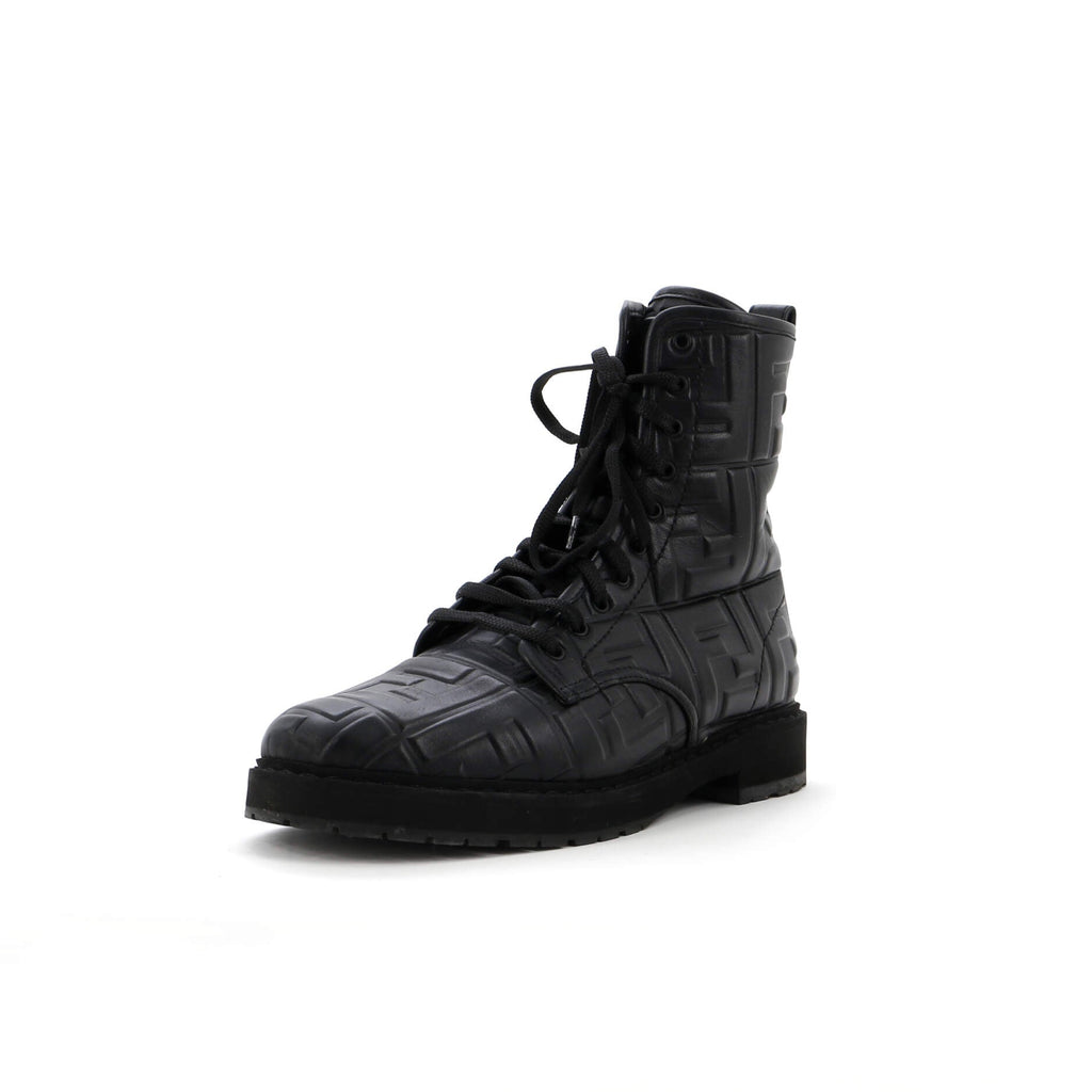 Women's Combat Boots Zucca Embossed Leather