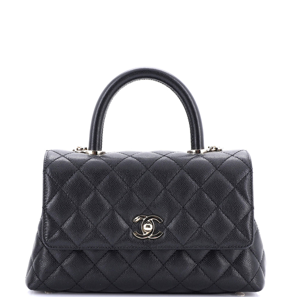 Coco Top Handle Bag Quilted Caviar Mini