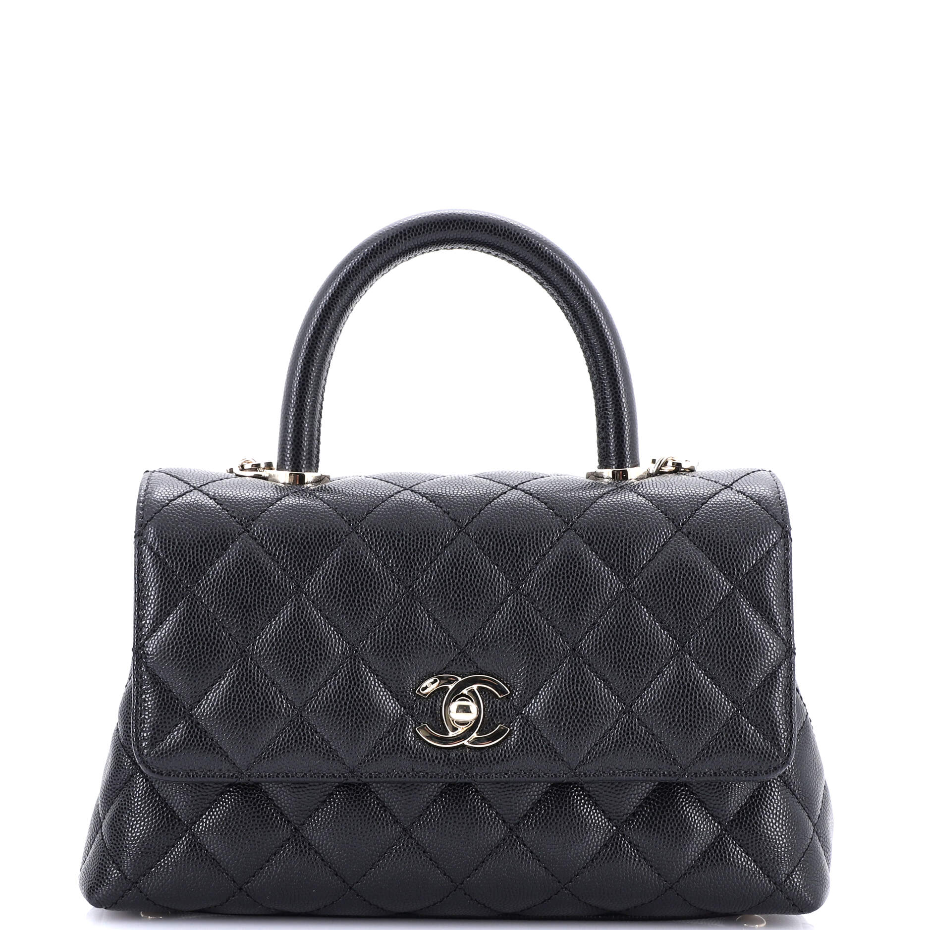 Coco Top Handle Bag Quilted Caviar Mini