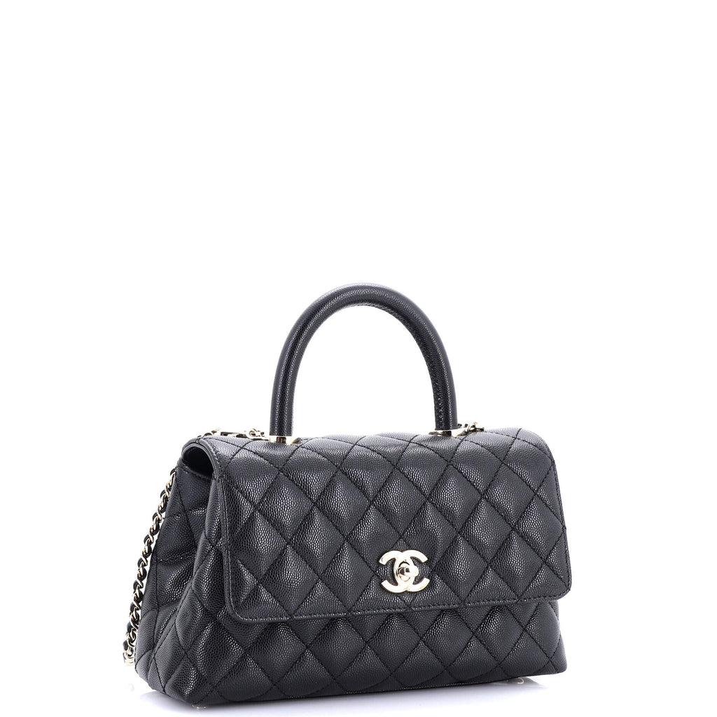 Coco Top Handle Bag Quilted Caviar Mini