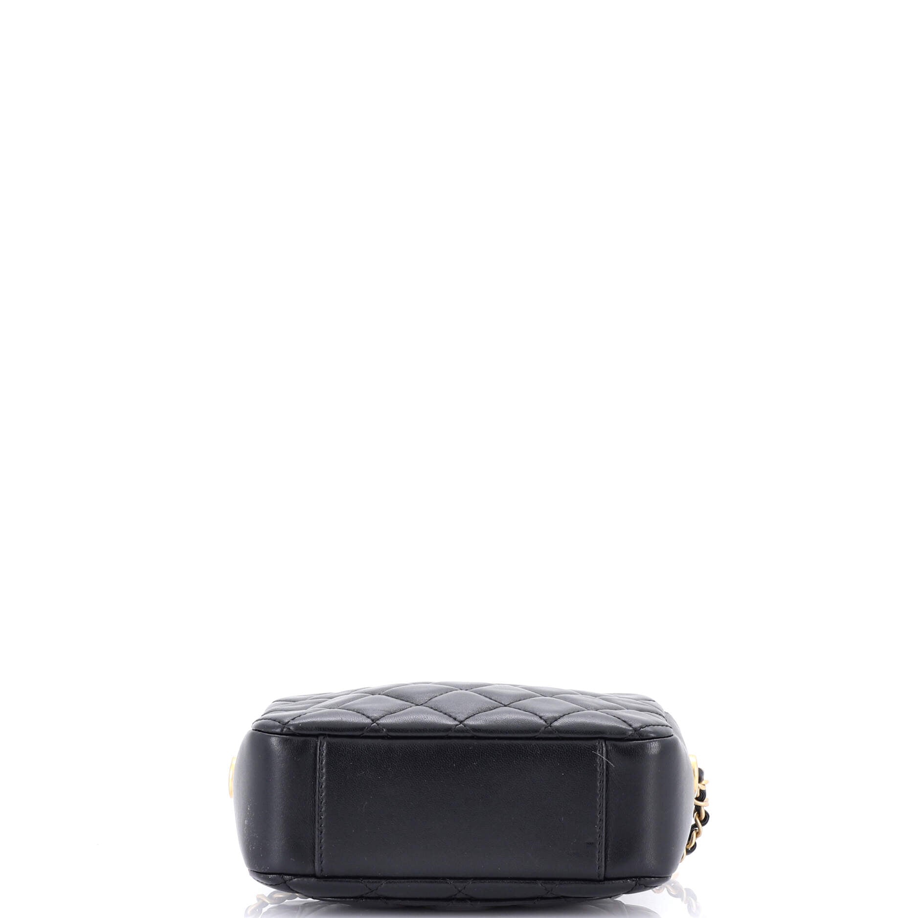 Pearl Crush Zip Around Vanity Case with Chain Quilted Lambskin Mini