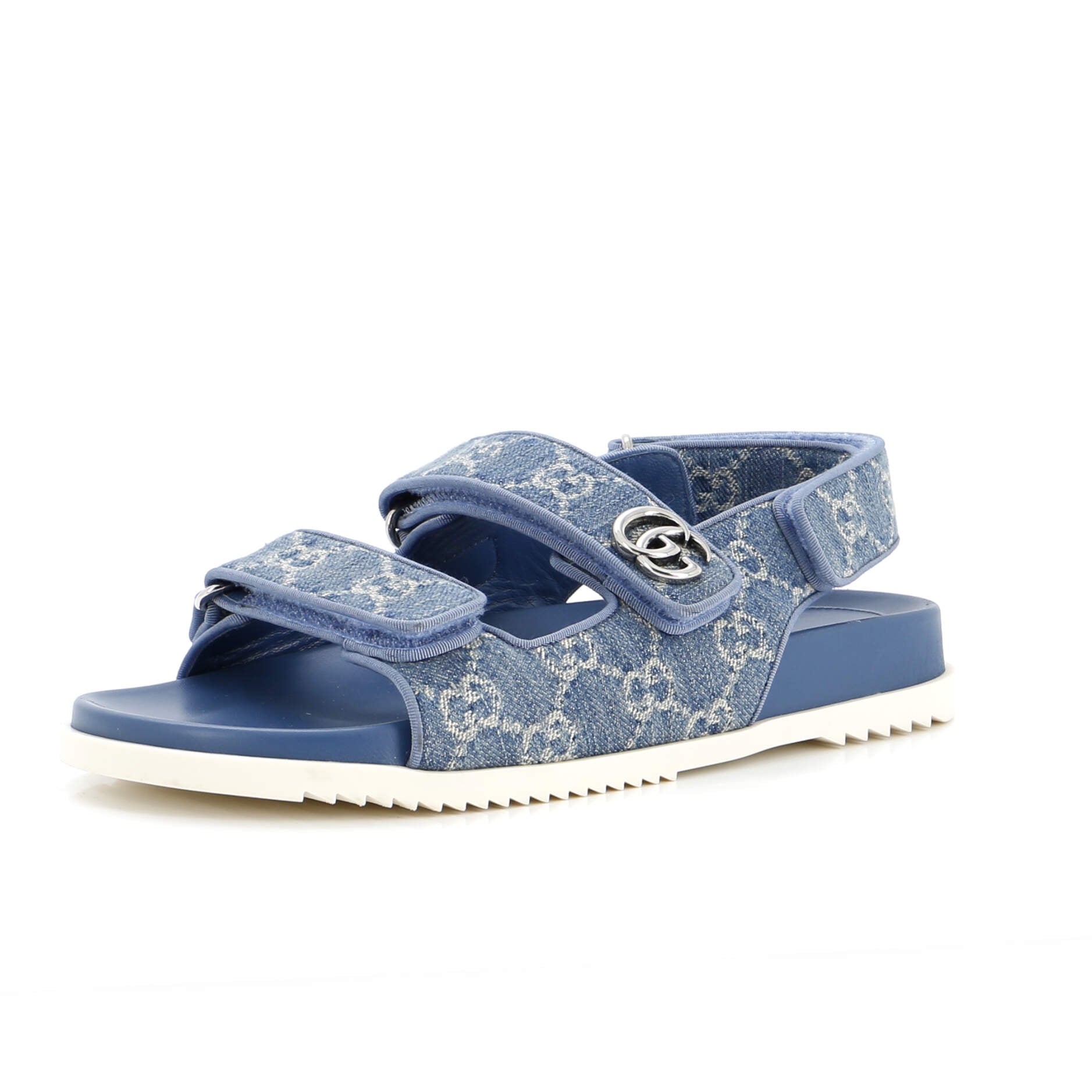 Women's GG Velcro Flat Sandals GG Denim