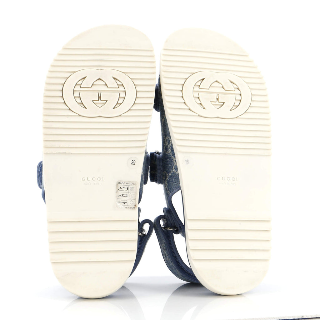 Women's GG Velcro Flat Sandals GG Denim