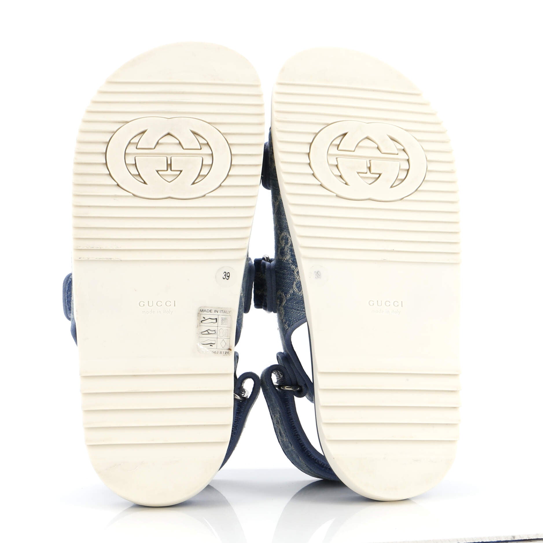 Women's GG Velcro Flat Sandals GG Denim