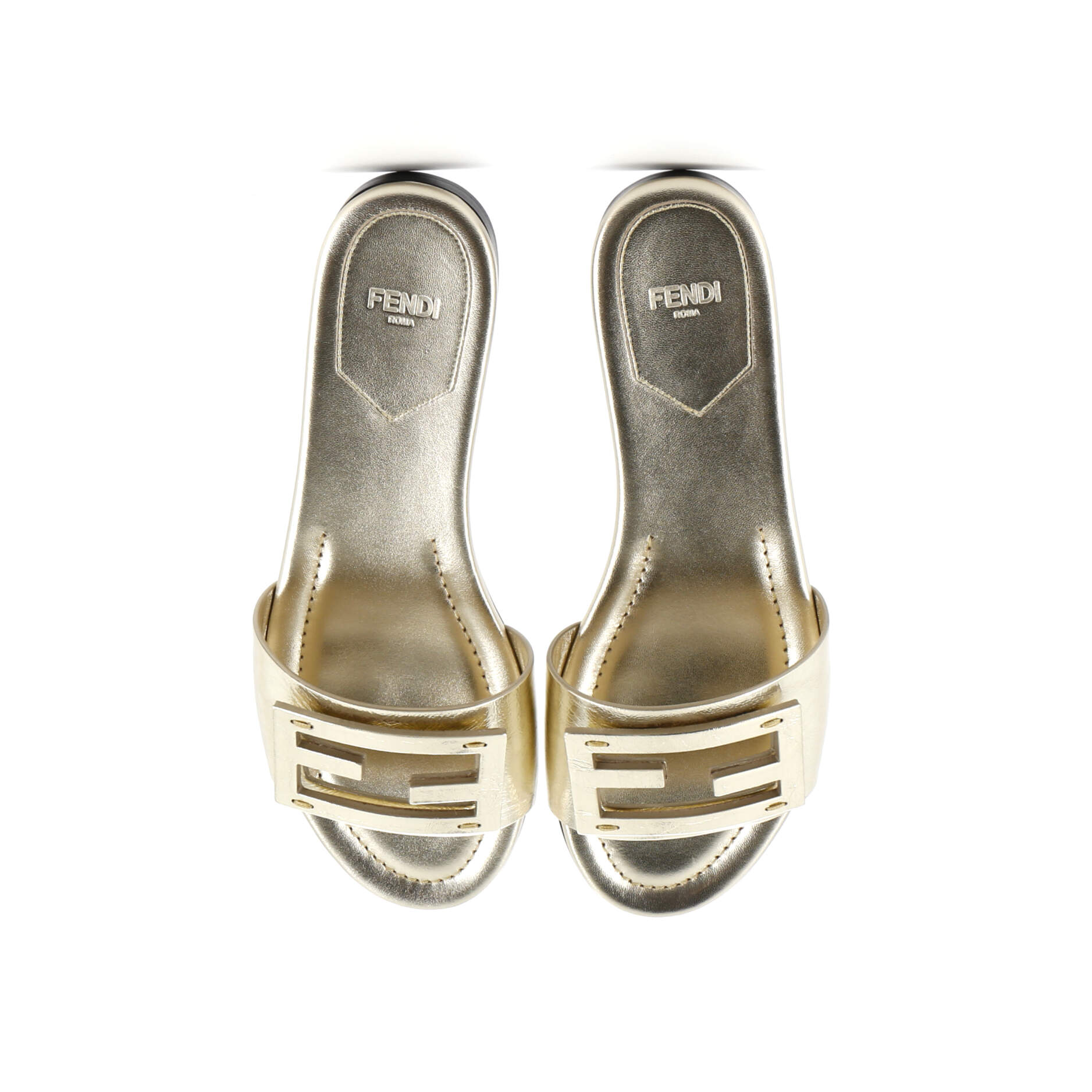 Women's FF Baguette Slide Sandals Leather