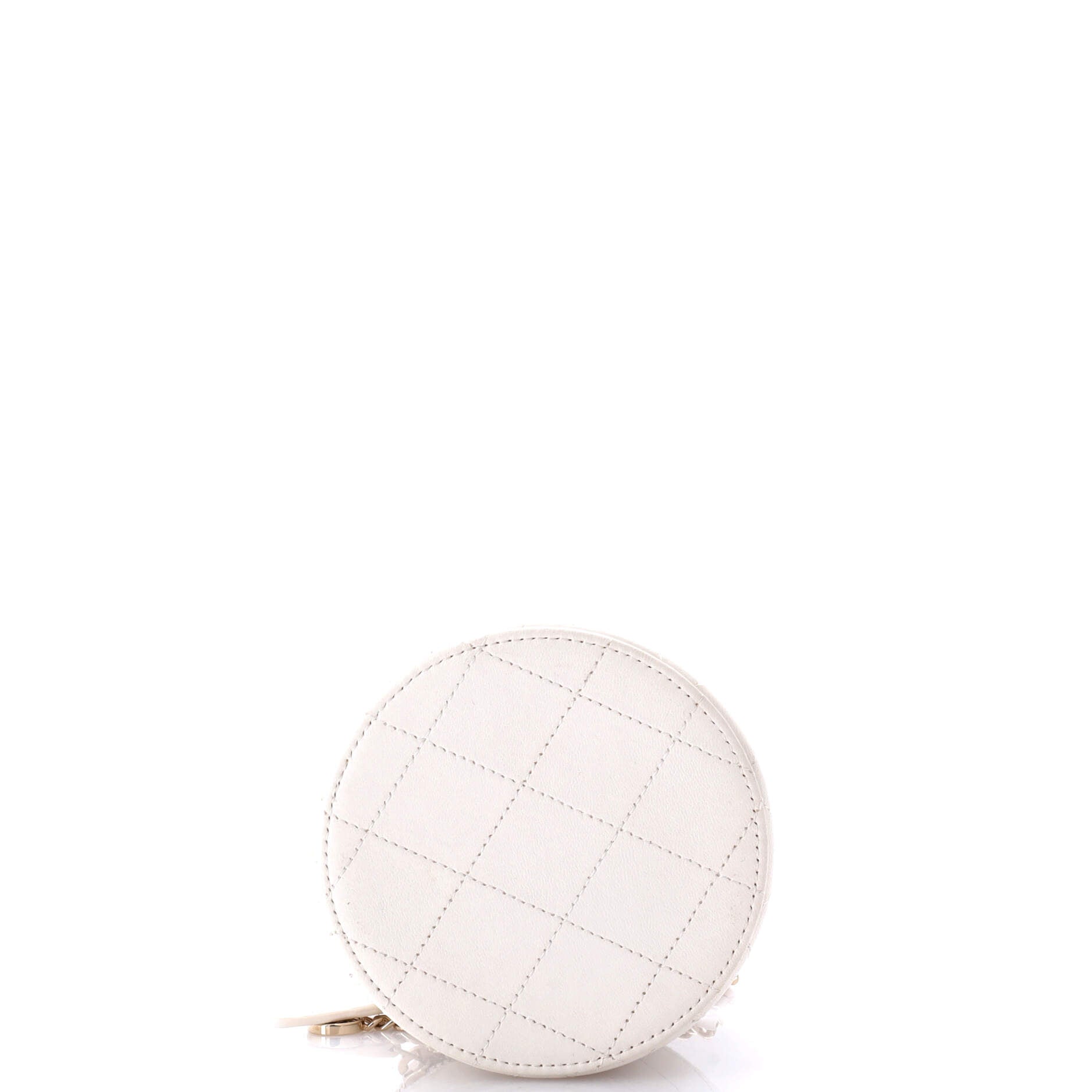 CC Round Vanity Case with Chain Quilted Lambskin Mini