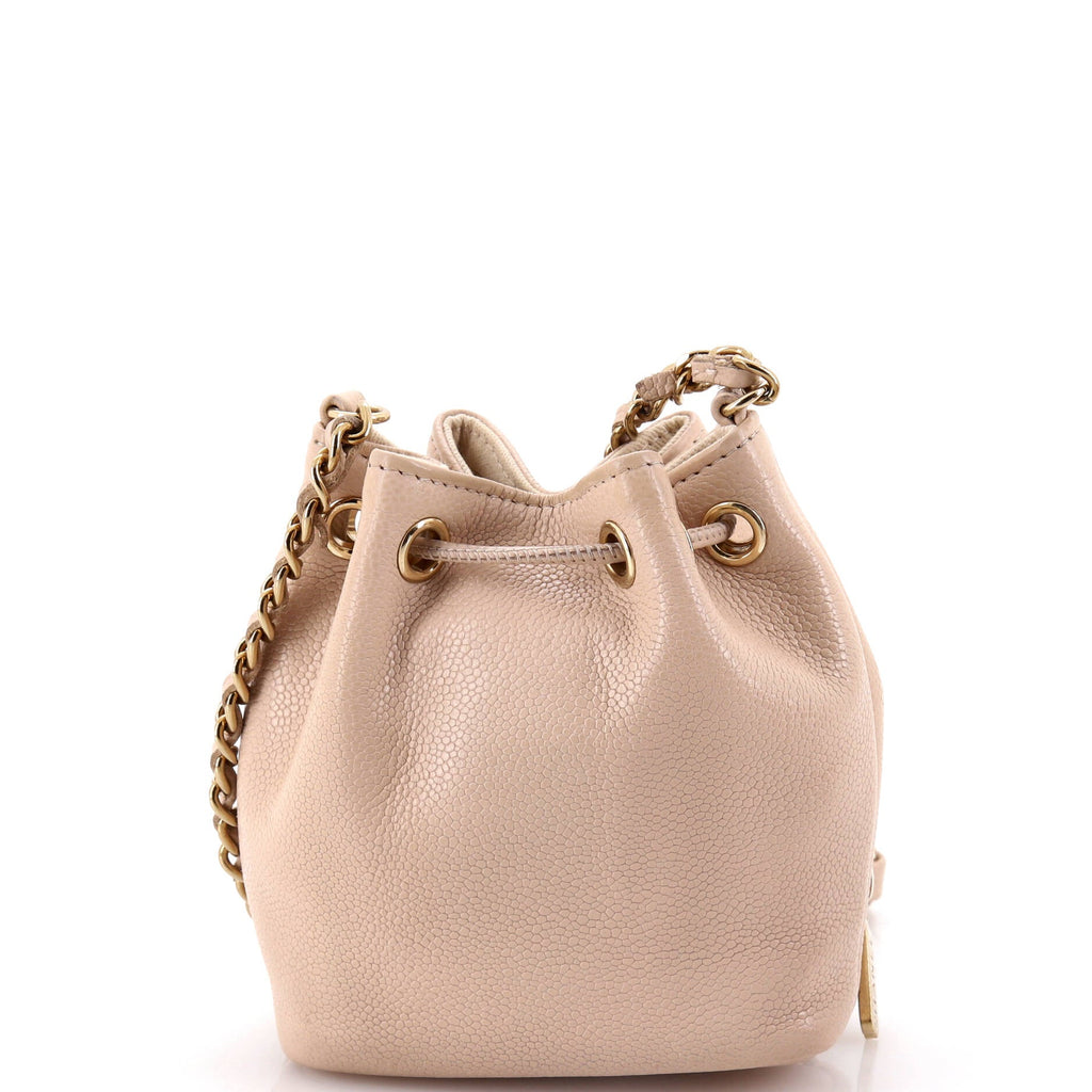 Business Affinity Drawstring Bucket Bag Quilted Caviar Mini