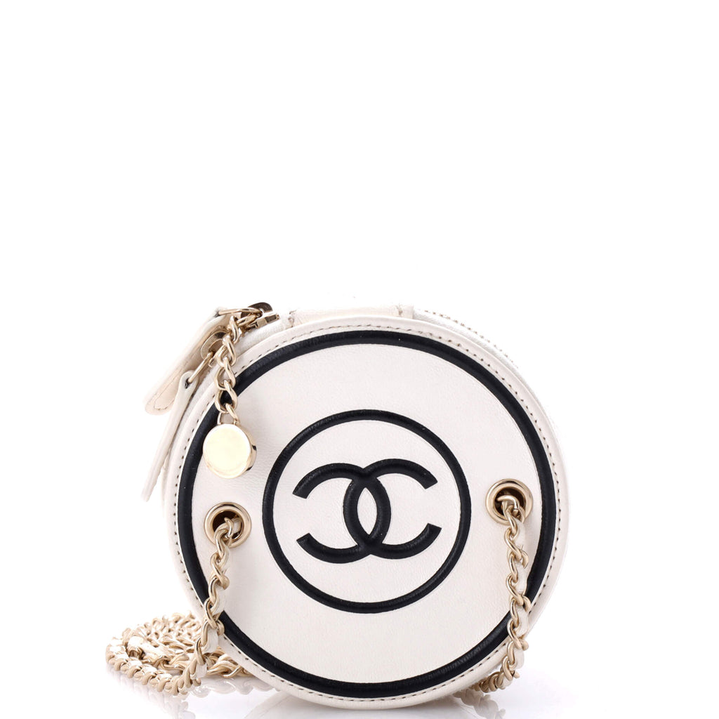 CC Round Vanity Case with Chain Quilted Lambskin Mini