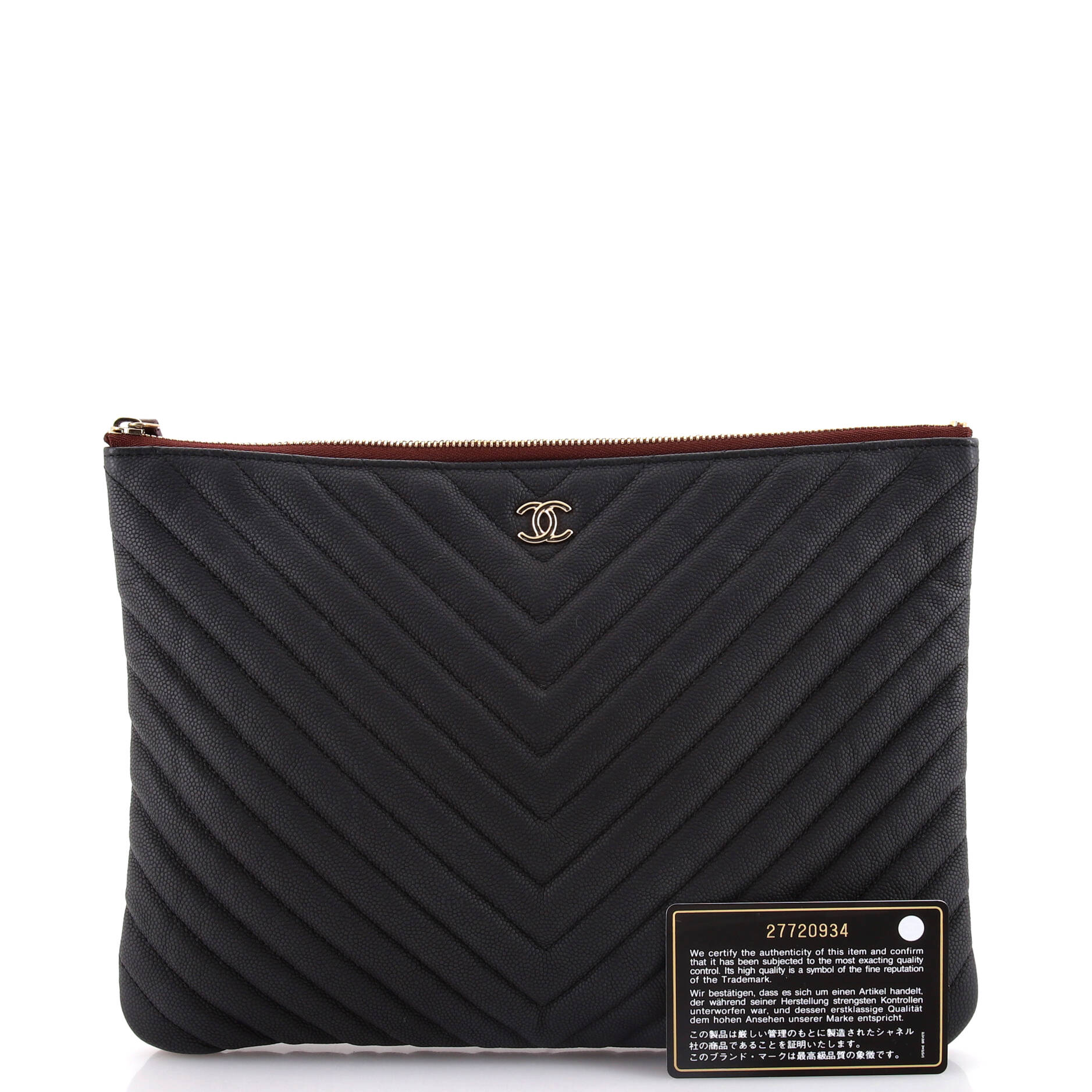 O Case Clutch Chevron Caviar Medium
