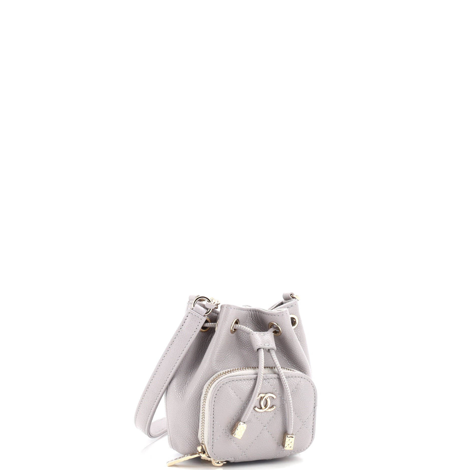 Business Affinity Drawstring Bucket Bag Quilted Caviar Mini