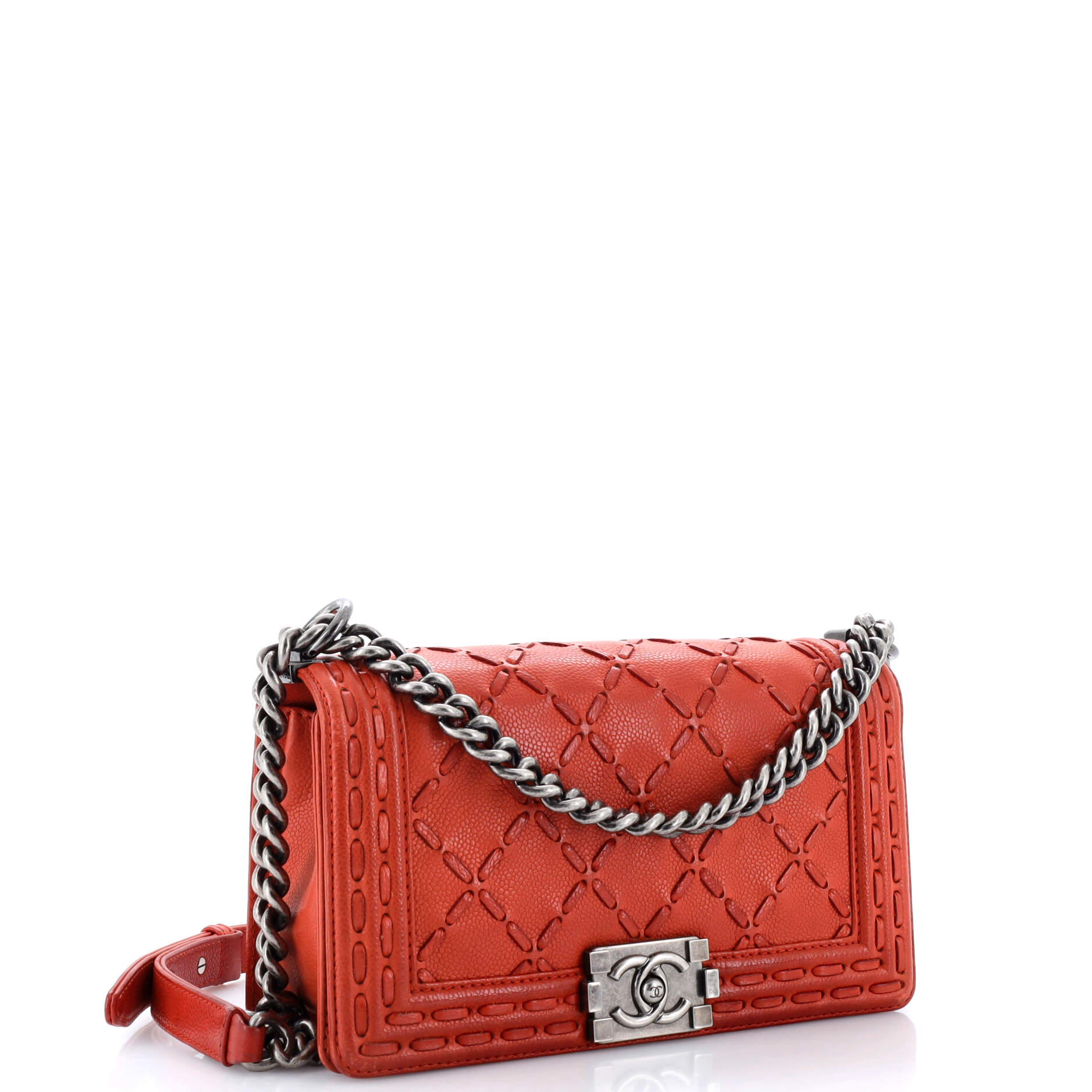 Paris-Dallas Boy Flap Bag Whipstitch Caviar Old Medium