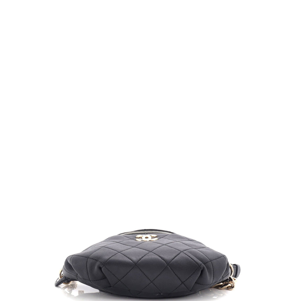 Resin Elegant Chain Belt Bag Quilted Lambskin