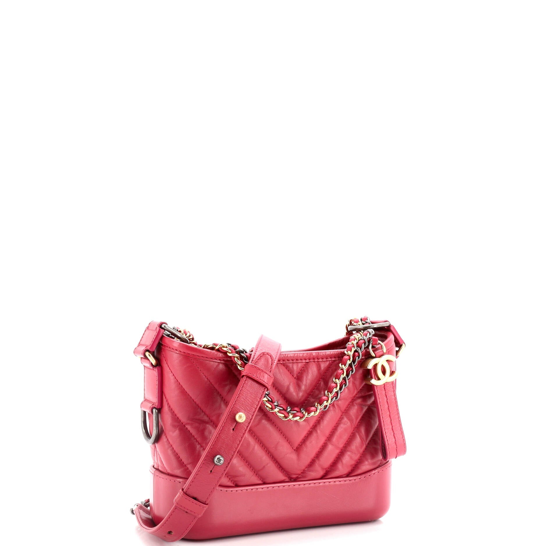 Gabrielle Hobo Chevron Aged Calfskin Small