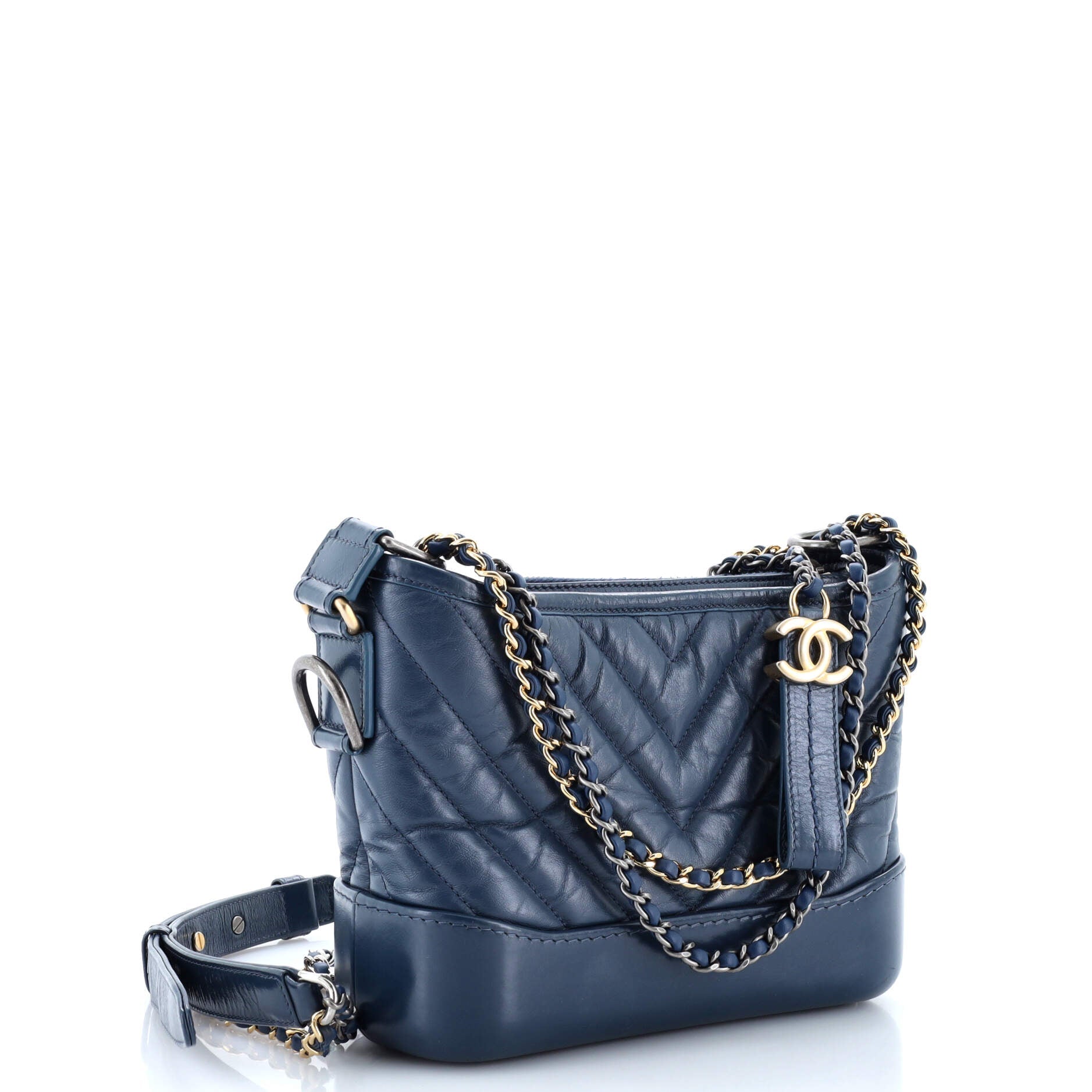 Gabrielle Hobo Chevron Aged Calfskin Small