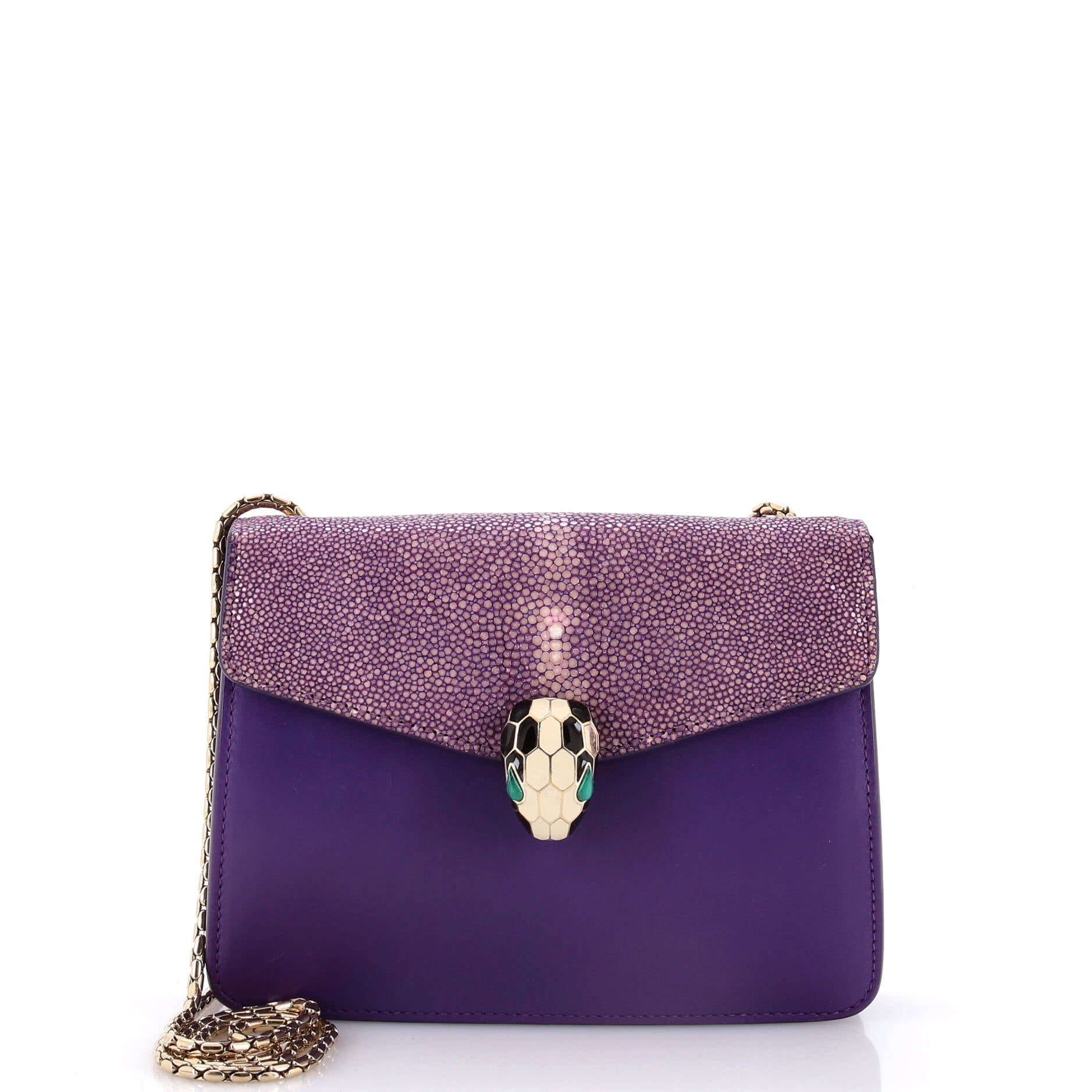 Serpenti Forever Square Shoulder Bag Leather and Stingray Small