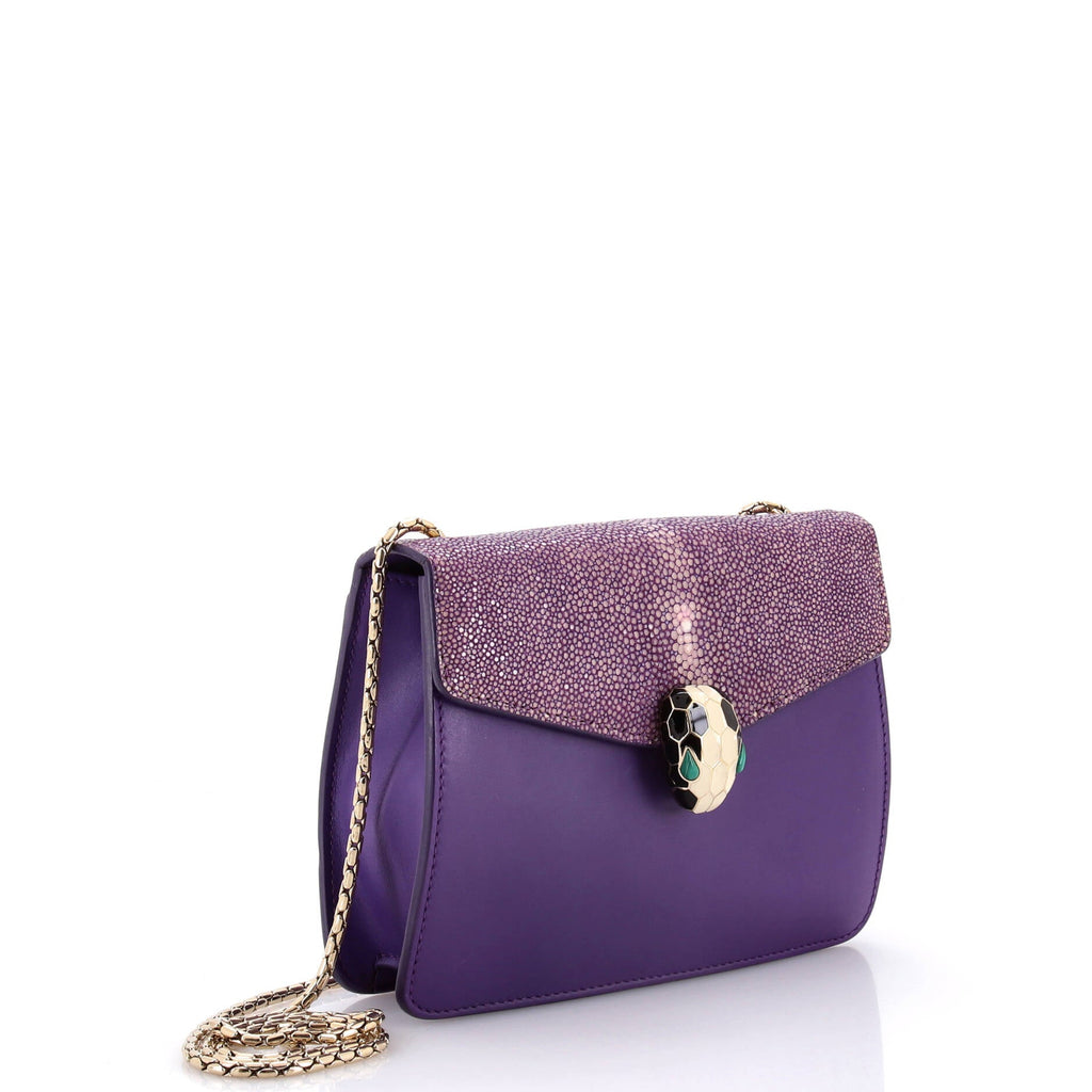 Serpenti Forever Square Shoulder Bag Leather and Stingray Small