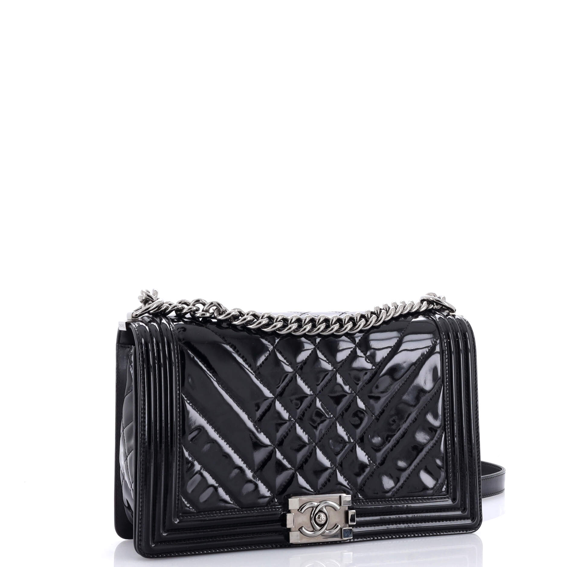 Boy Flap Bag Chevron Patent New Medium