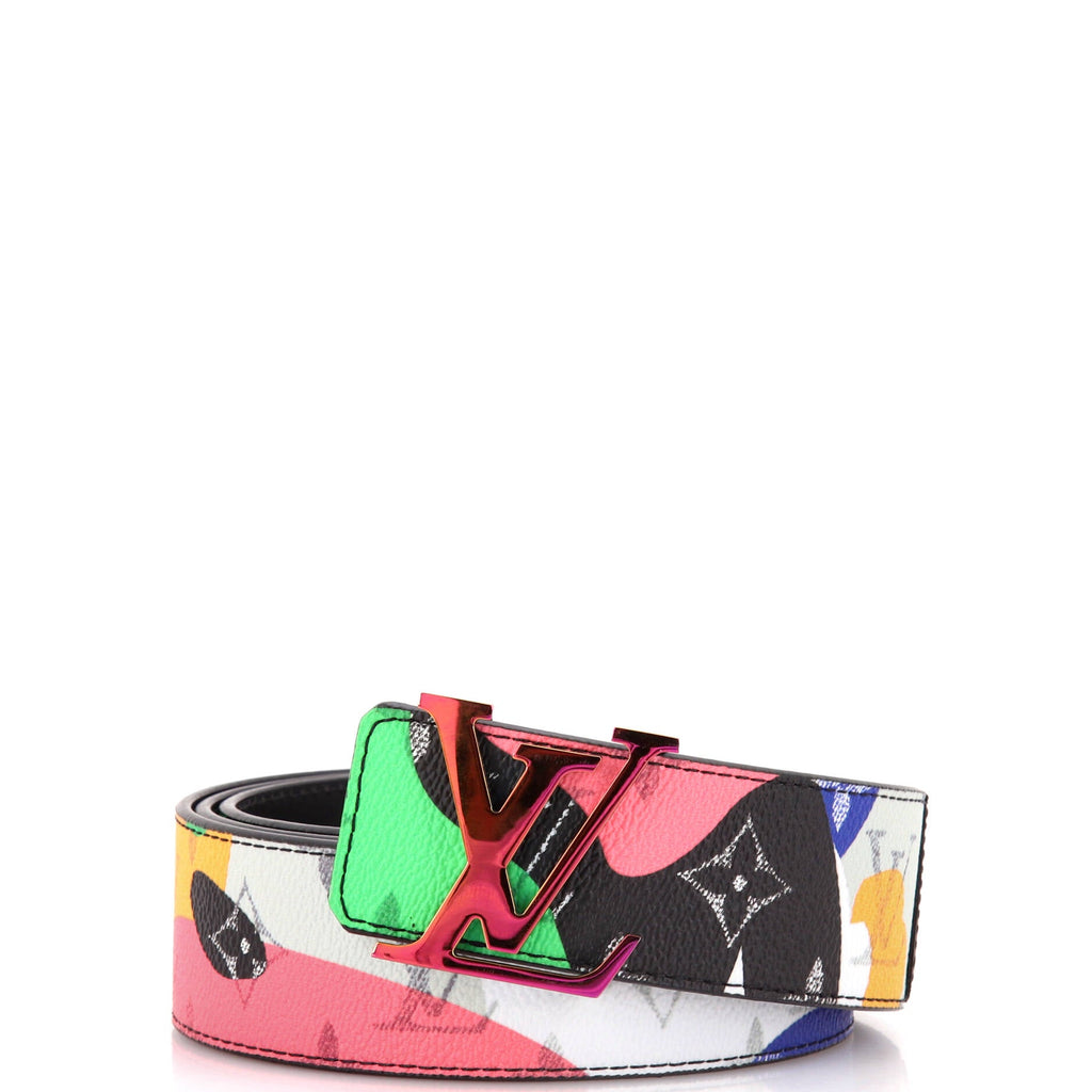 x Kid Super LV Initiales Reversible Belt Limited Edition Patchwork Printed Camouflage Monogram Canvas Wide 100