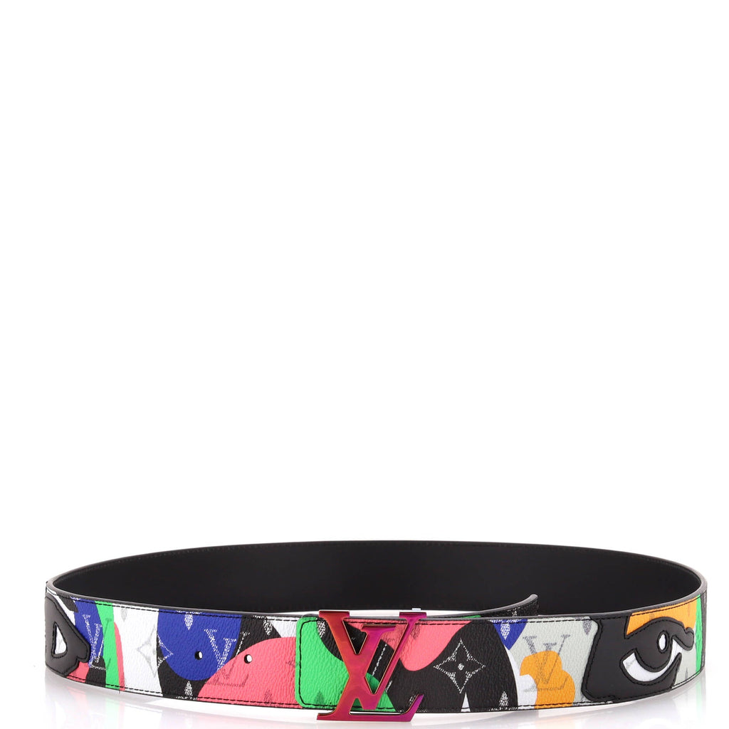 x Kid Super LV Initiales Reversible Belt Limited Edition Patchwork Printed Camouflage Monogram Canvas Wide 100